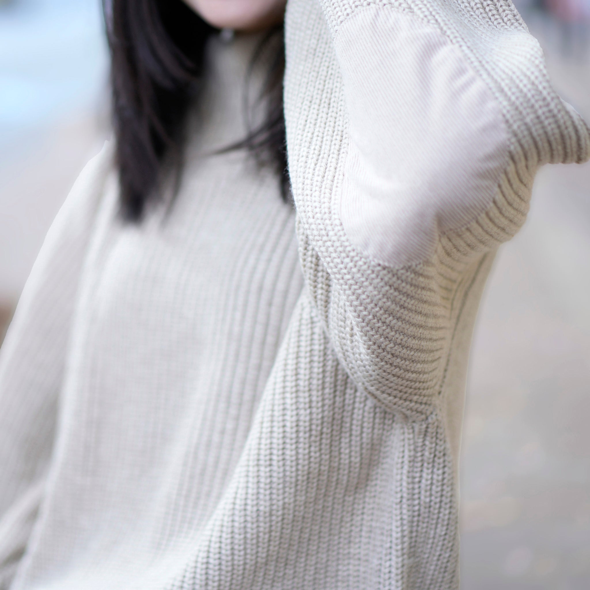 MIL24FKN3031_ECRU | HALF ZIP MIL KNIT TOP | Ecru | KHA:KI
