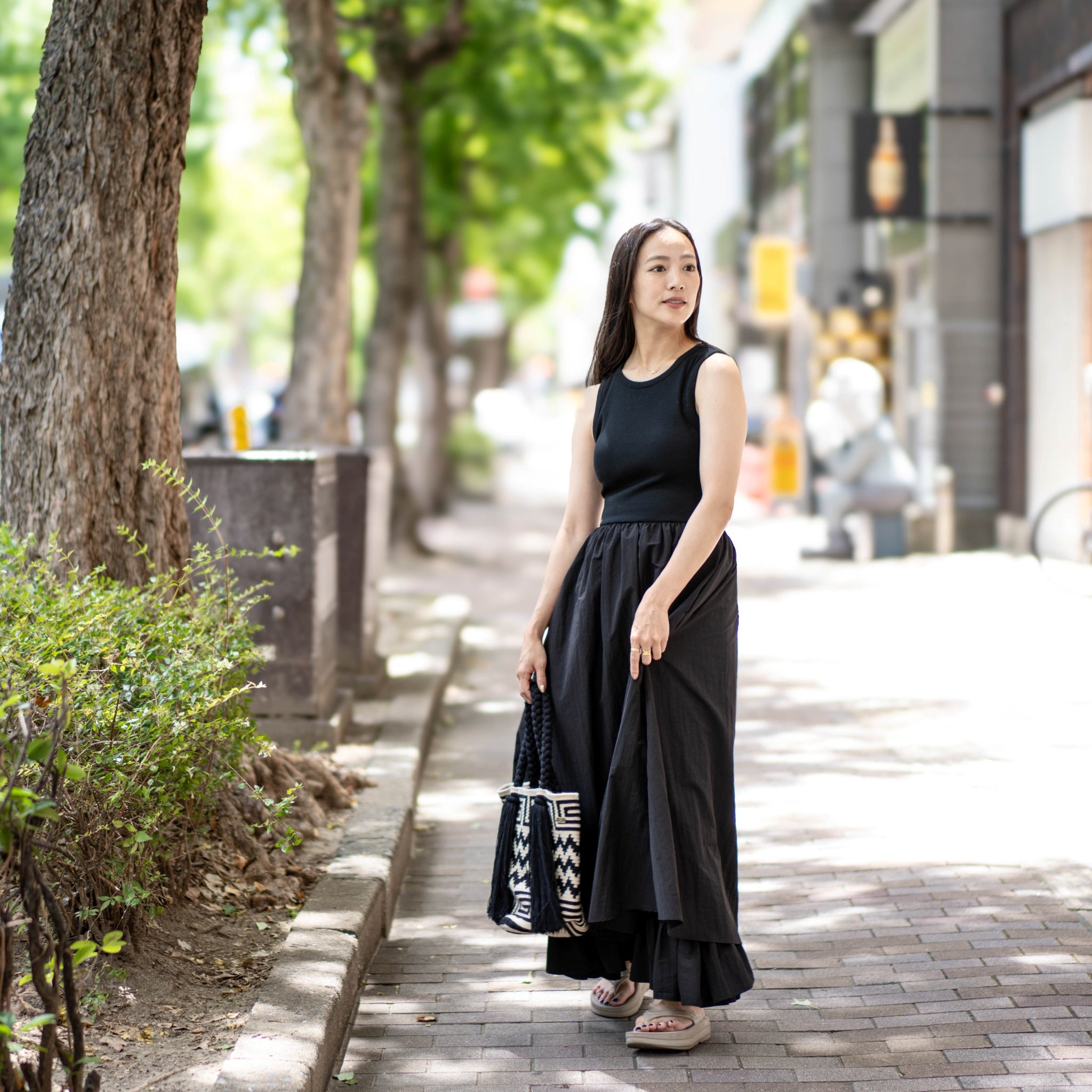 Fit&Flare MATERIAL Dress – Black | AMBERGLEAM