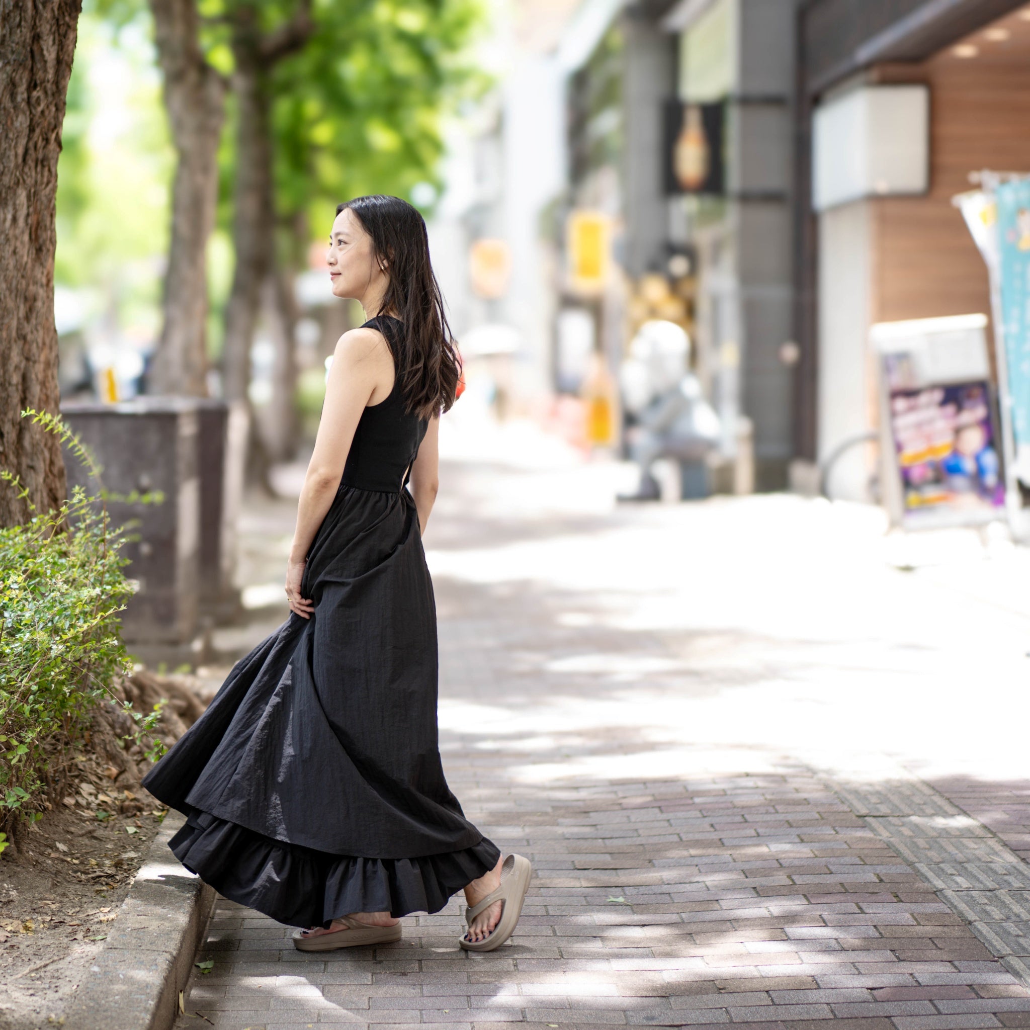 Fit&Flare MATERIAL Dress – Black | AMBERGLEAM