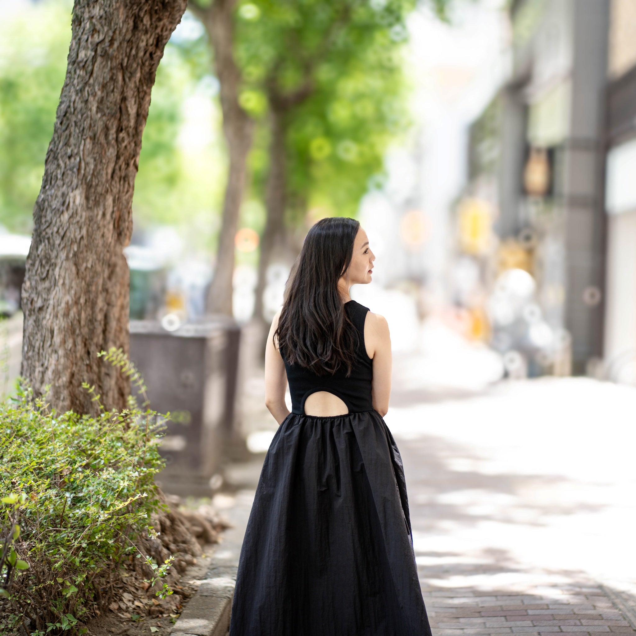 Fit&Flare MATERIAL Dress – Black | AMBERGLEAM