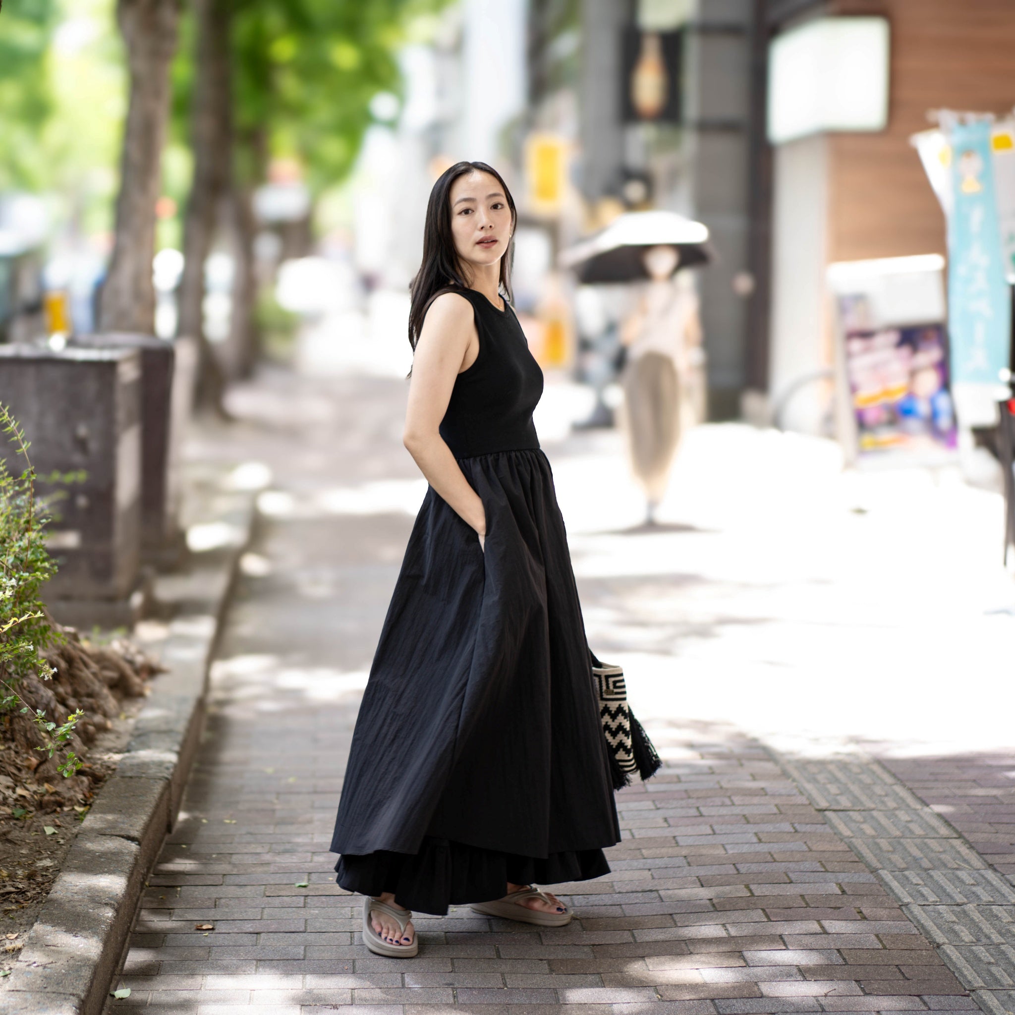 Fit&Flare MATERIAL Dress – Black | AMBERGLEAM