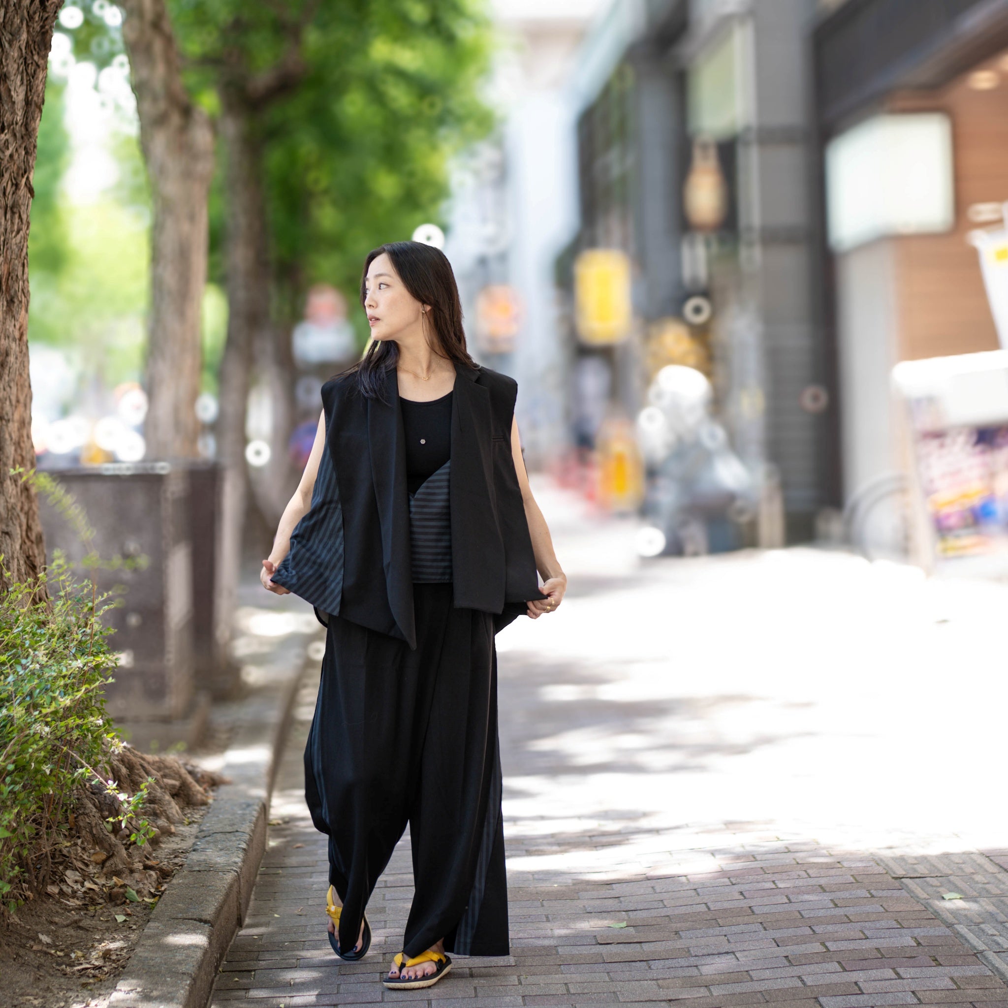 SNS24-RE-C01 | SeRE:ETA asymmetrical vest - BLACK 【SEIVSON_セイブソン】