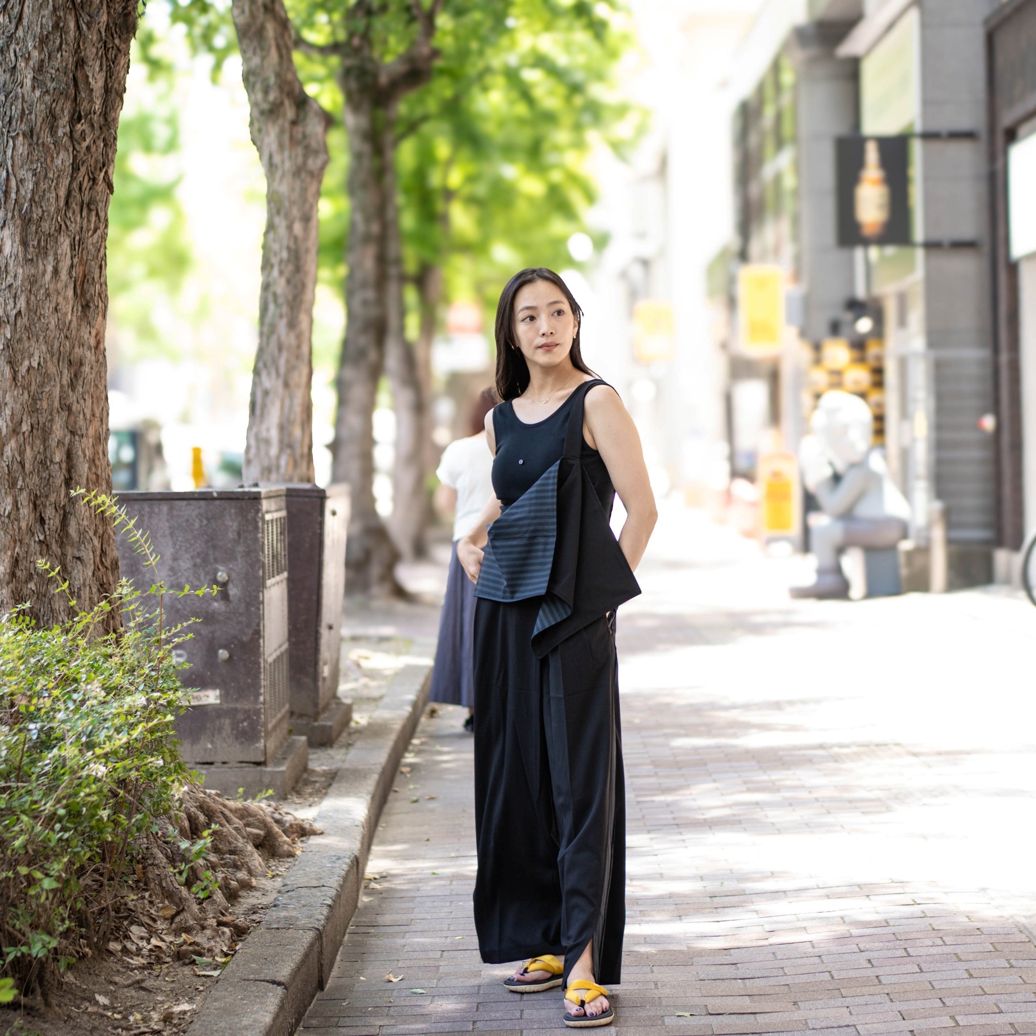 SNS24-RE-P02 | SeRE:SOP trousers -BLACK 【SEIVSON_セイブソン】【archive】
