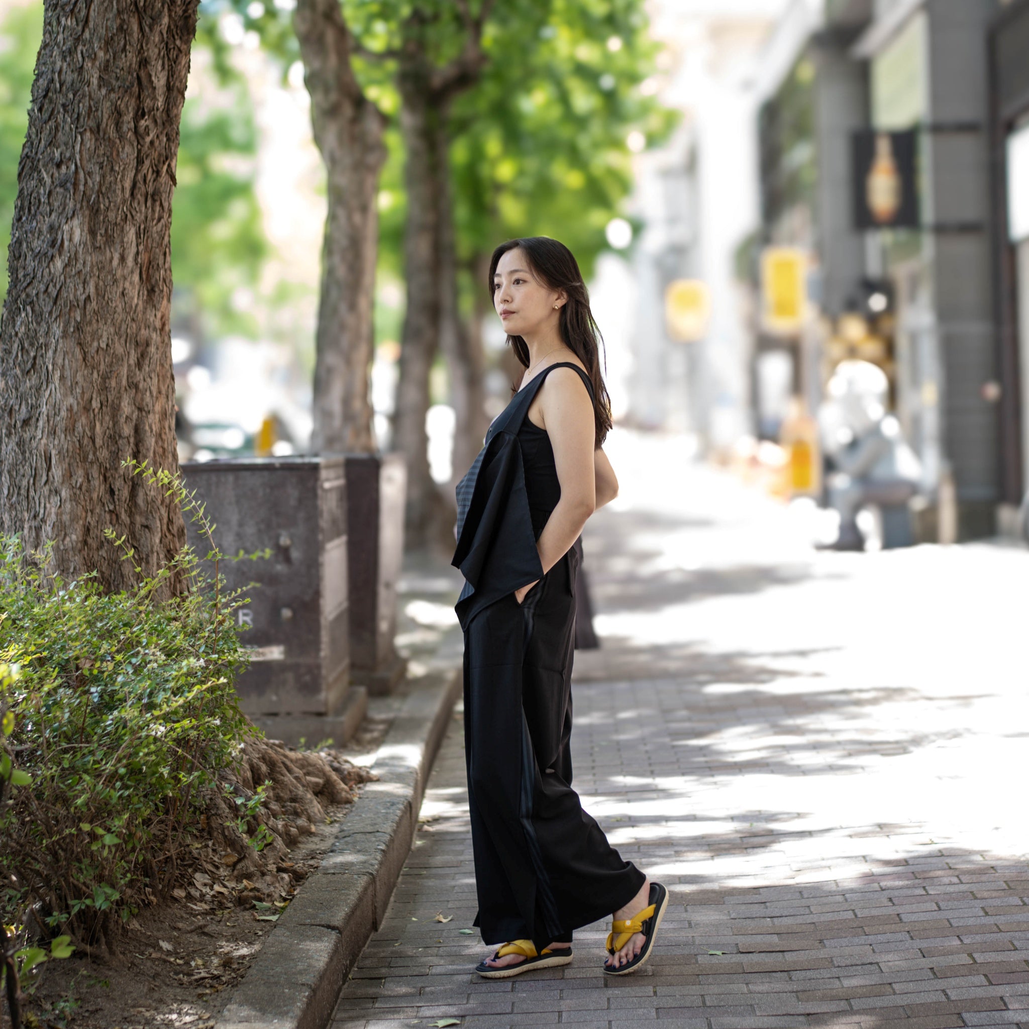 SNS24-RE-P02 | SeRE:SOP trousers -BLACK 【SEIVSON_セイブソン】【archive】