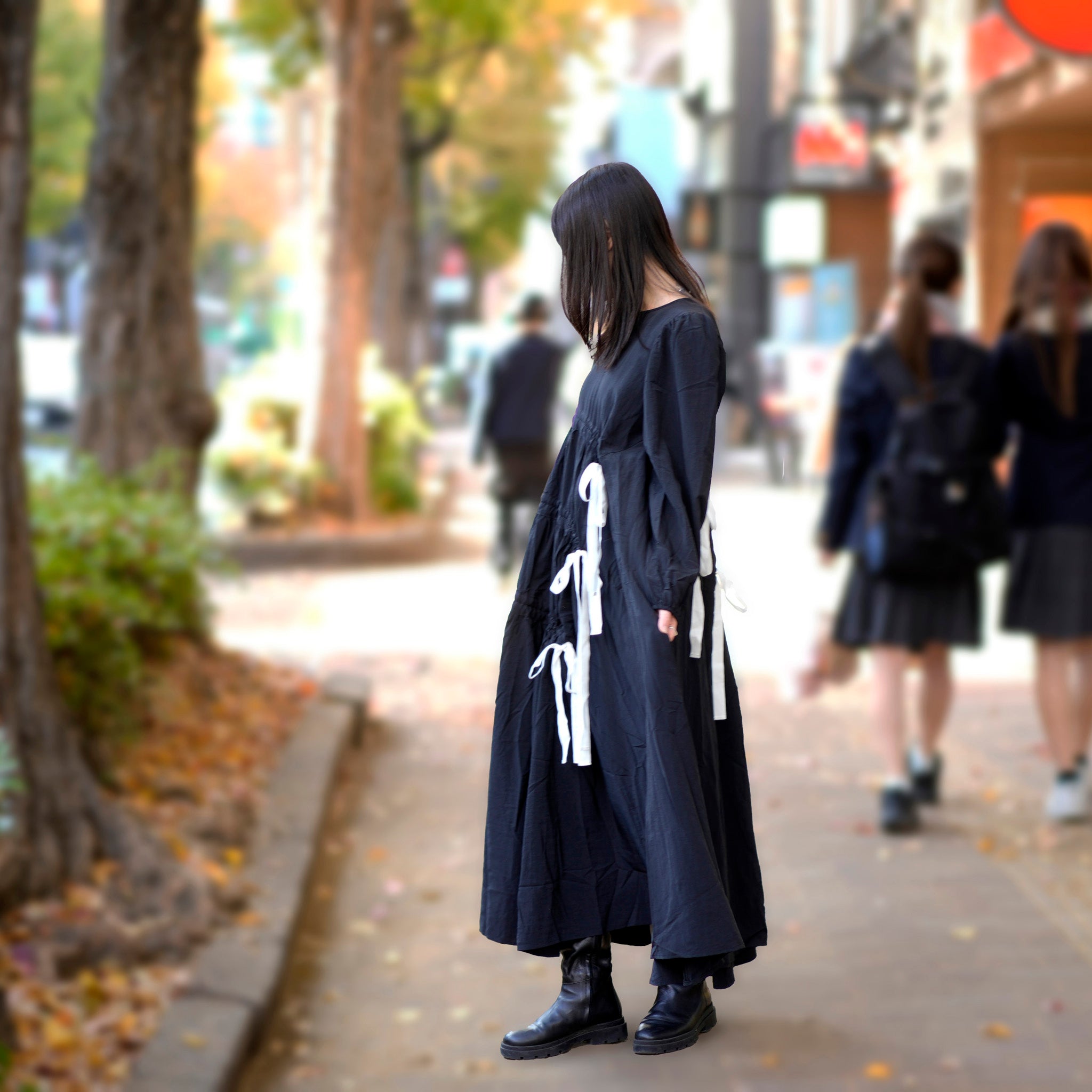 31GH00DRG931BLK | Campbell Ruched Midi Dress | Color:Black【GHOSPELL_ゴスペル】