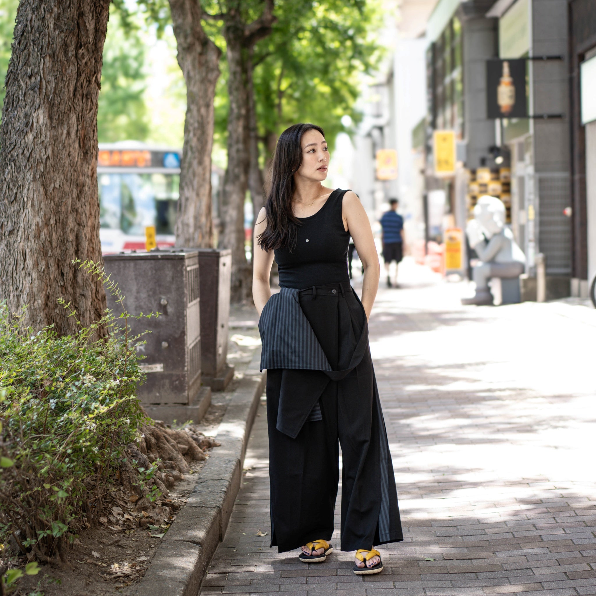 SNS24-RE-P02 | SeRE:SOP trousers -BLACK 【SEIVSON_セイブソン】【archive】