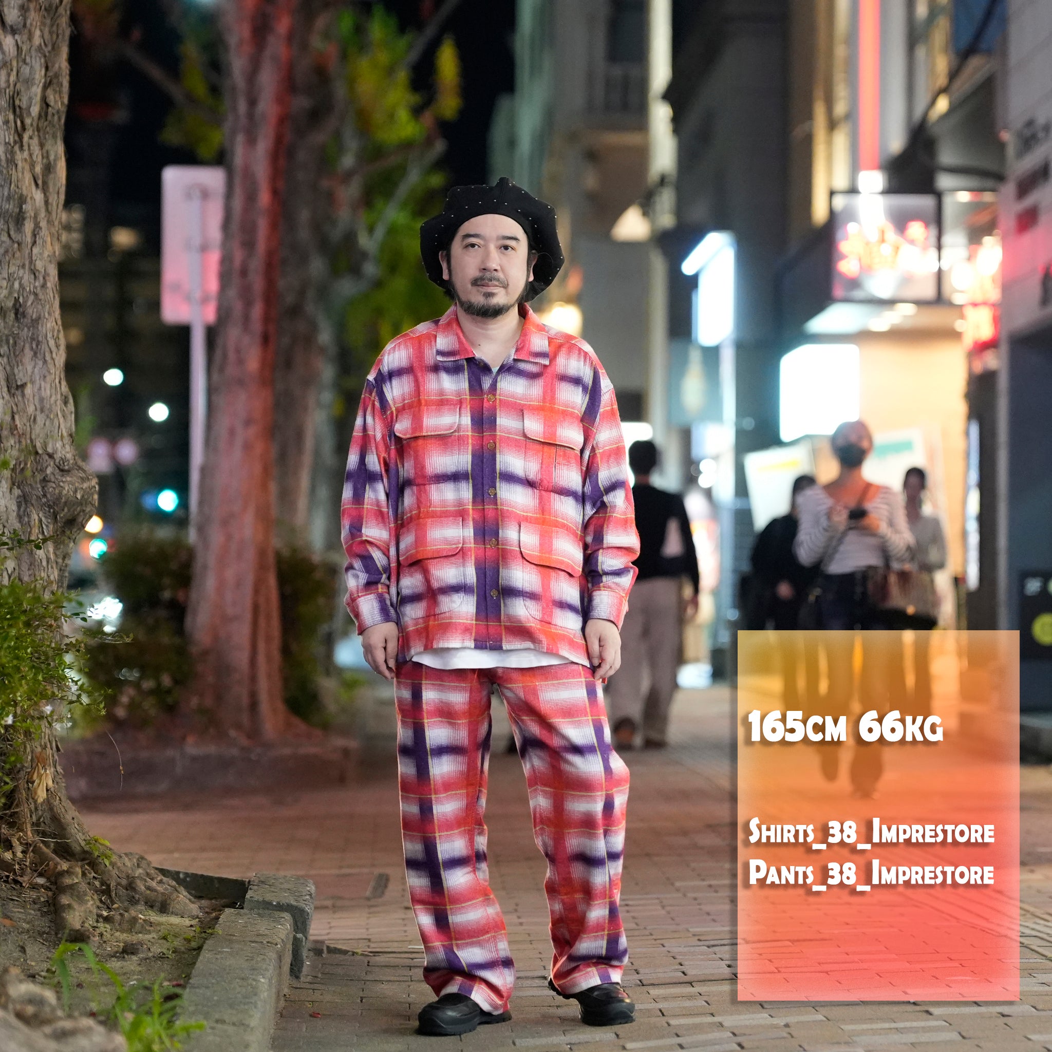 J.FOX | Printed flannel shirt| Color_Red-Navy | No_CZ-ImSt-355_Red-Navy【IMPRESTORE_インプレストア】