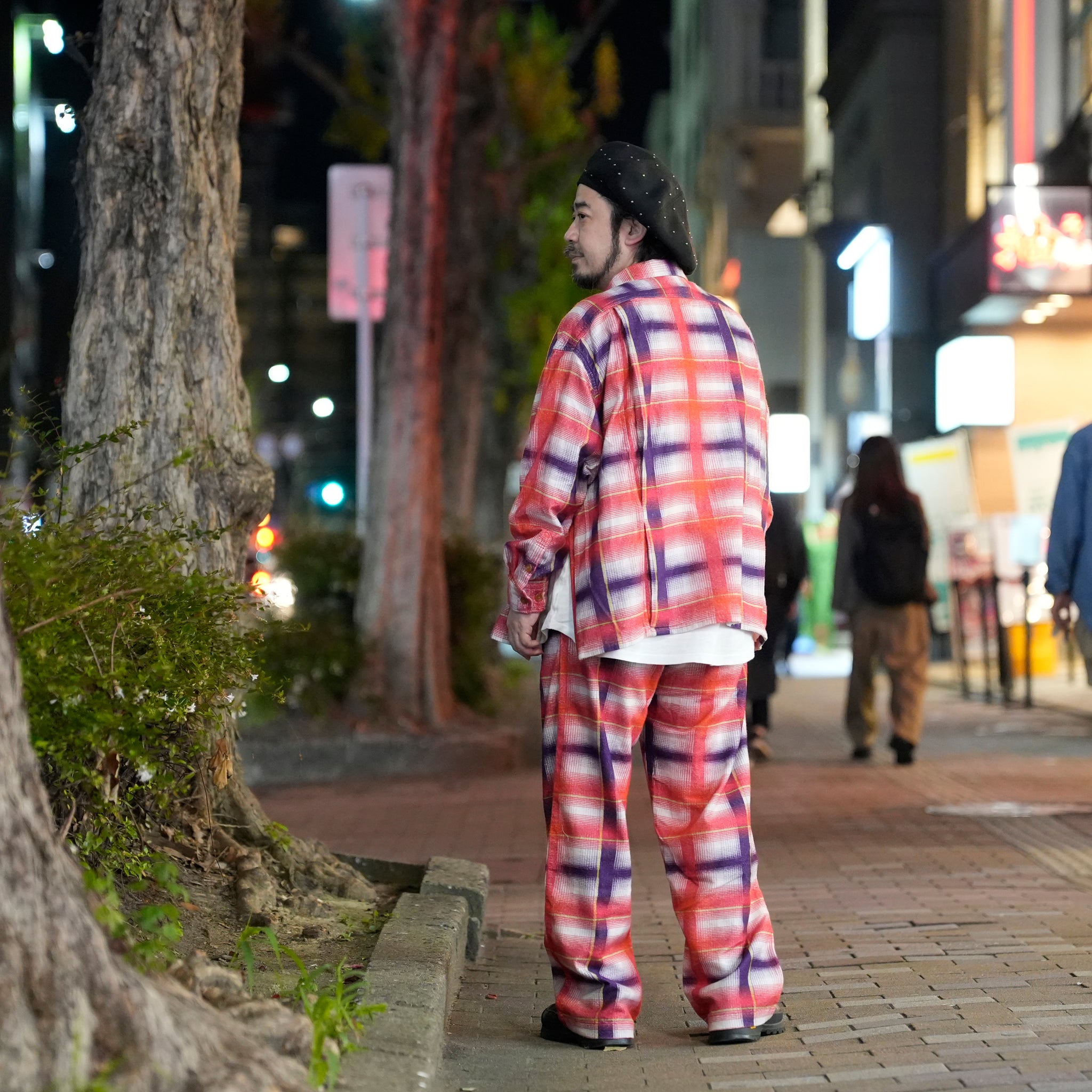 J.FOX | Printed flannel shirt| Color_Red-Navy | No_CZ-ImSt-355_Red-Navy【IMPRESTORE_インプレストア】