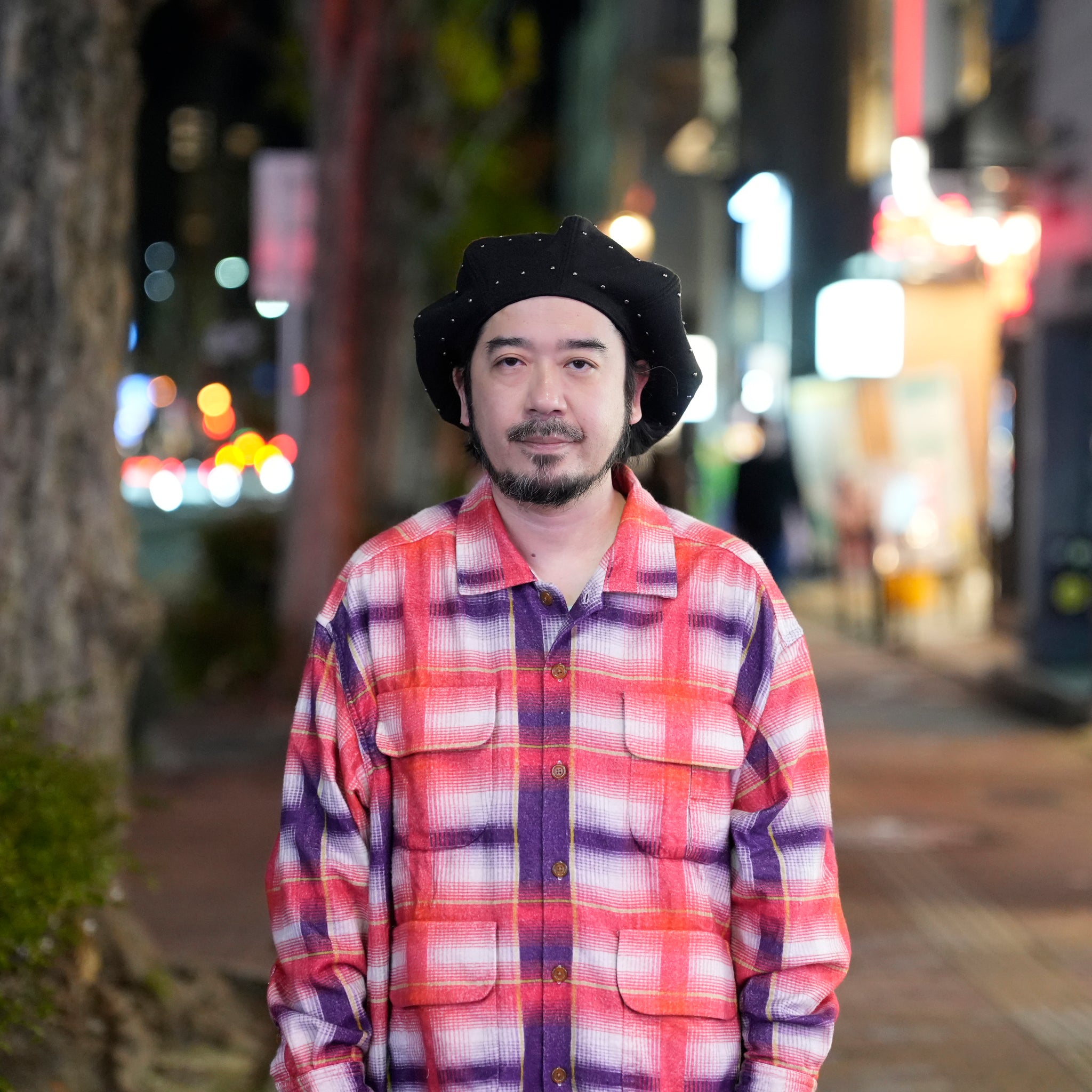 J.FOX | Printed flannel shirt| Color_Red-Navy | No_CZ-ImSt-355_Red-Navy【IMPRESTORE_インプレストア】