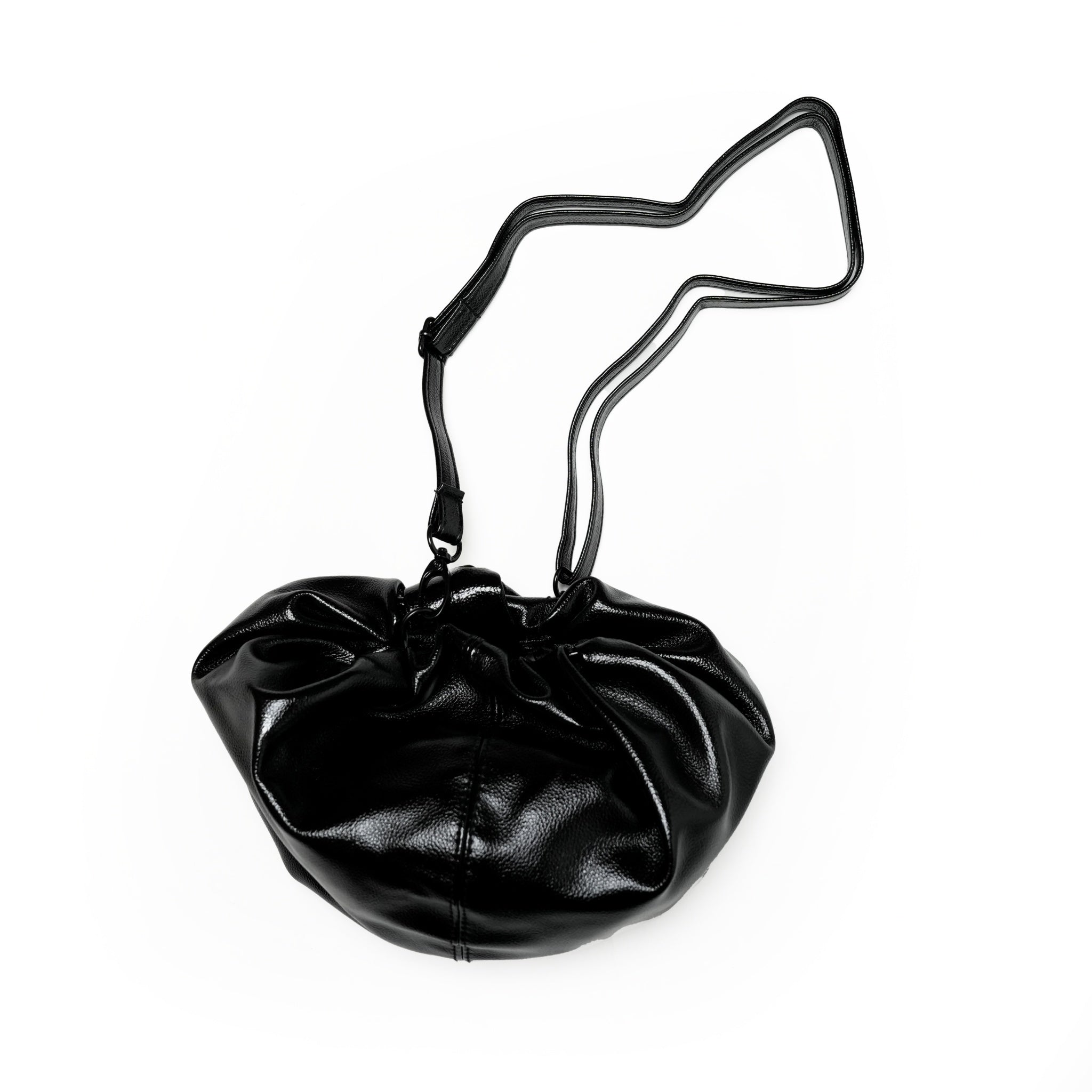 H-284_METALLIC BLACK | Croissant Shoulder Leather Mini  | Color:Metallic Black【HELOYSE_エロイーズ】