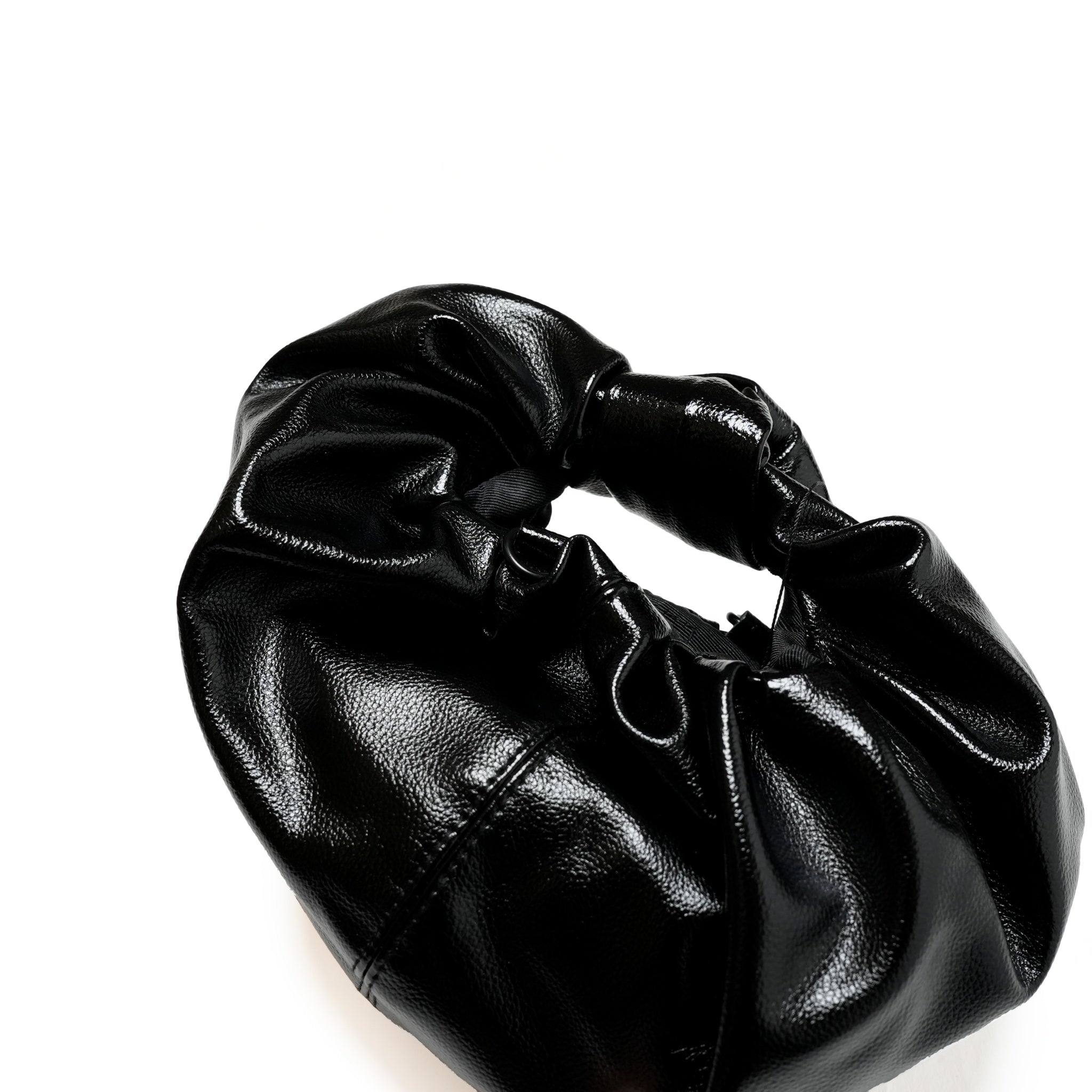 H-284_METALLIC BLACK | Croissant Shoulder Leather Mini  | Color:Metallic Black【HELOYSE_エロイーズ】