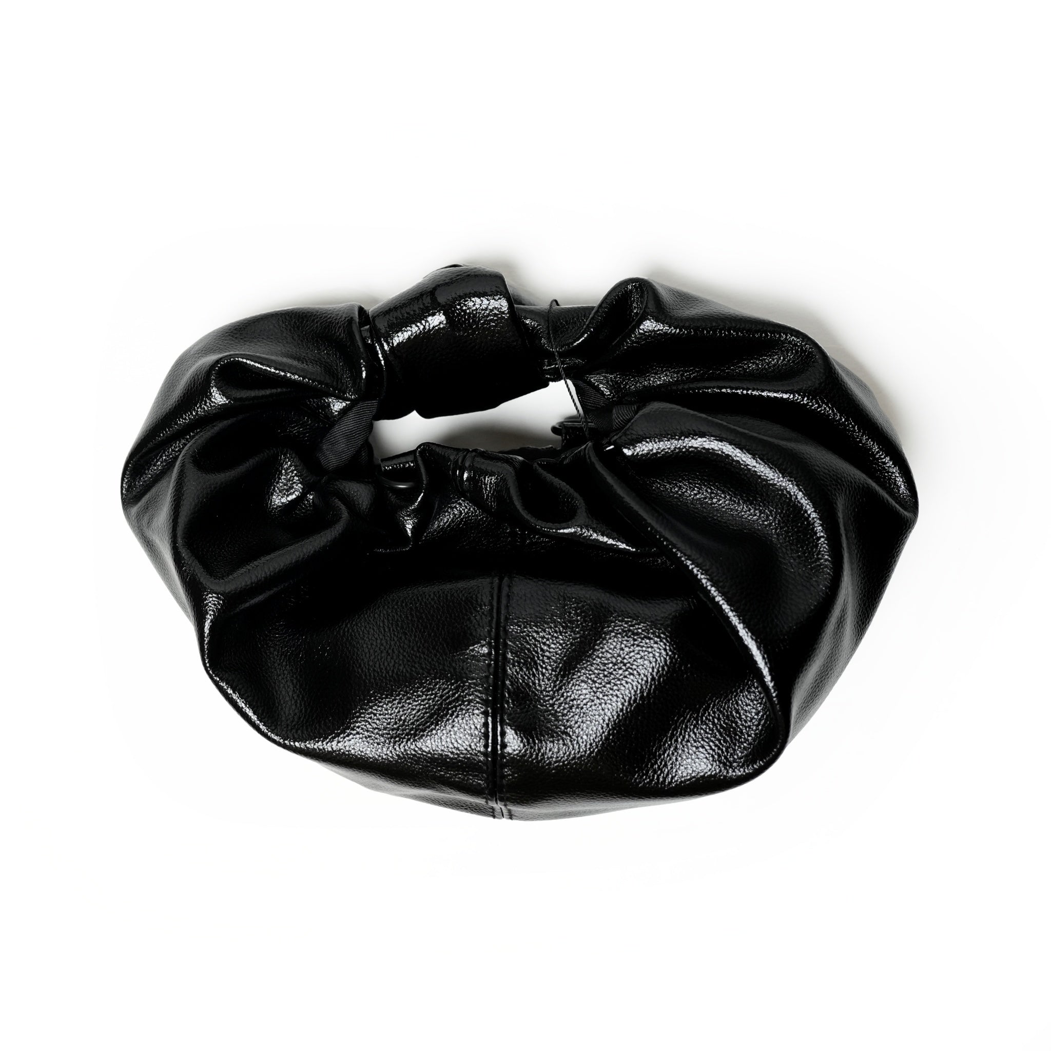 H-284_METALLIC BLACK | Croissant Shoulder Leather Mini  | Color:Metallic Black【HELOYSE_エロイーズ】