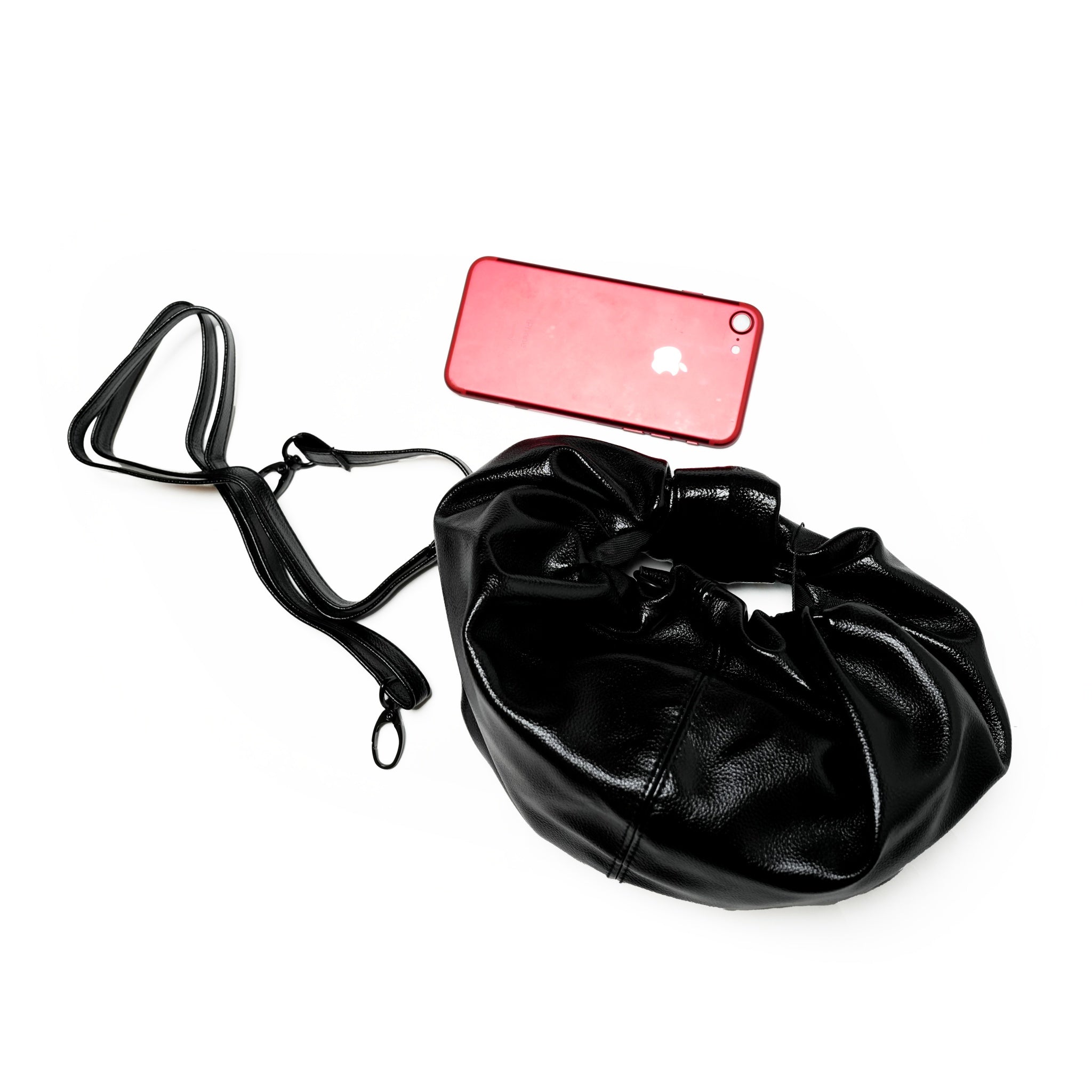 H-284_METALLIC BLACK | Croissant Shoulder Leather Mini  | Color:Metallic Black【HELOYSE_エロイーズ】