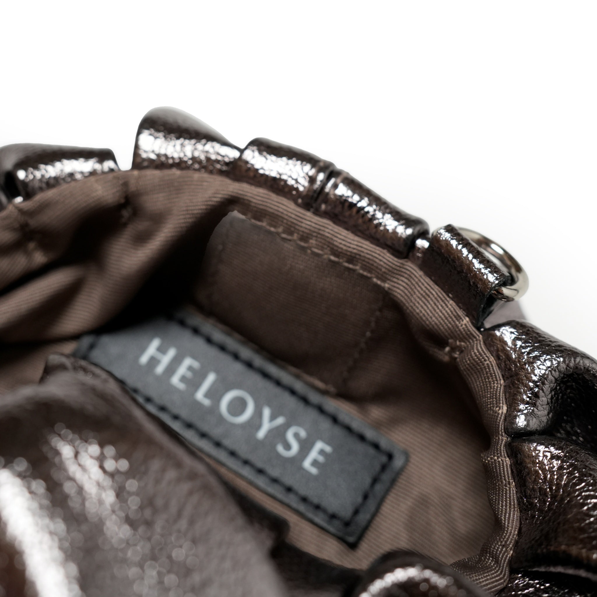 H-284_METALLIC GRAY | Croissant Shoulder Leather Mini | Color:Metallic Gray【HELOYSE_エロイーズ】