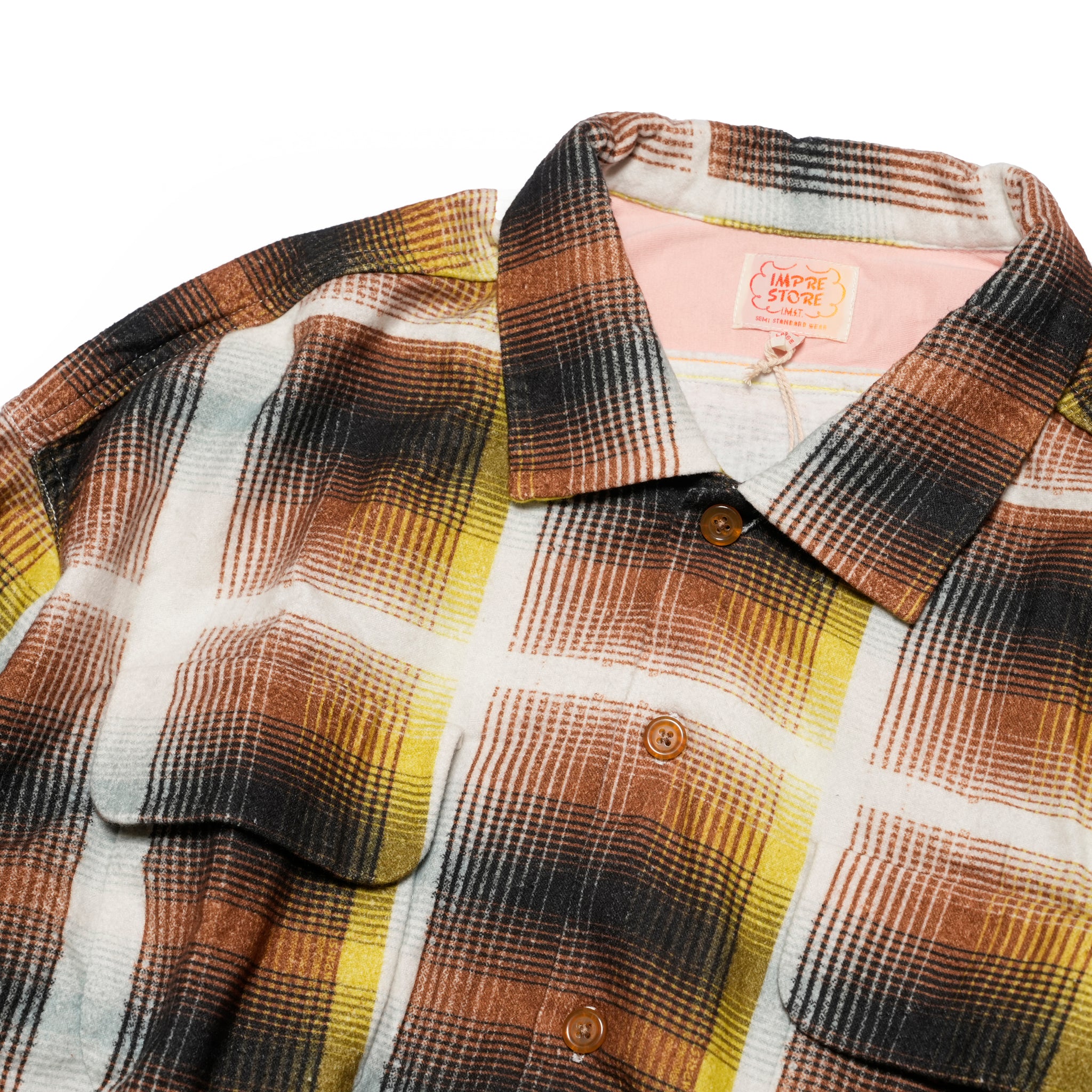 J.FOX | Printed flannel shirt| Color_Brown-Yellow | No_CZ-ImSt-355_Brown-Yellow【IMPRESTORE_インプレストア】