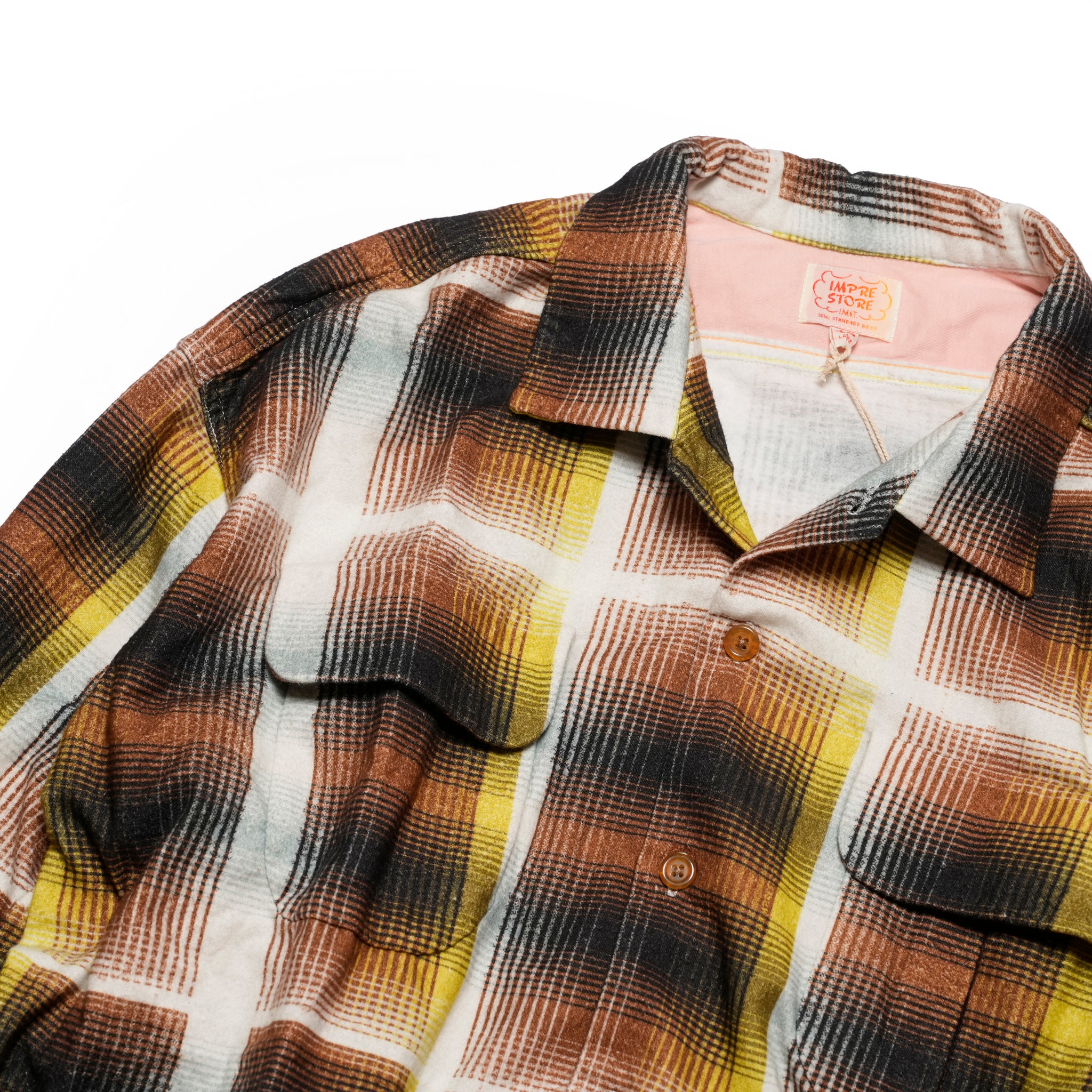 J.FOX | Printed flannel shirt| Color_Brown-Yellow | No_CZ-ImSt-355_Brown-Yellow【IMPRESTORE_インプレストア】
