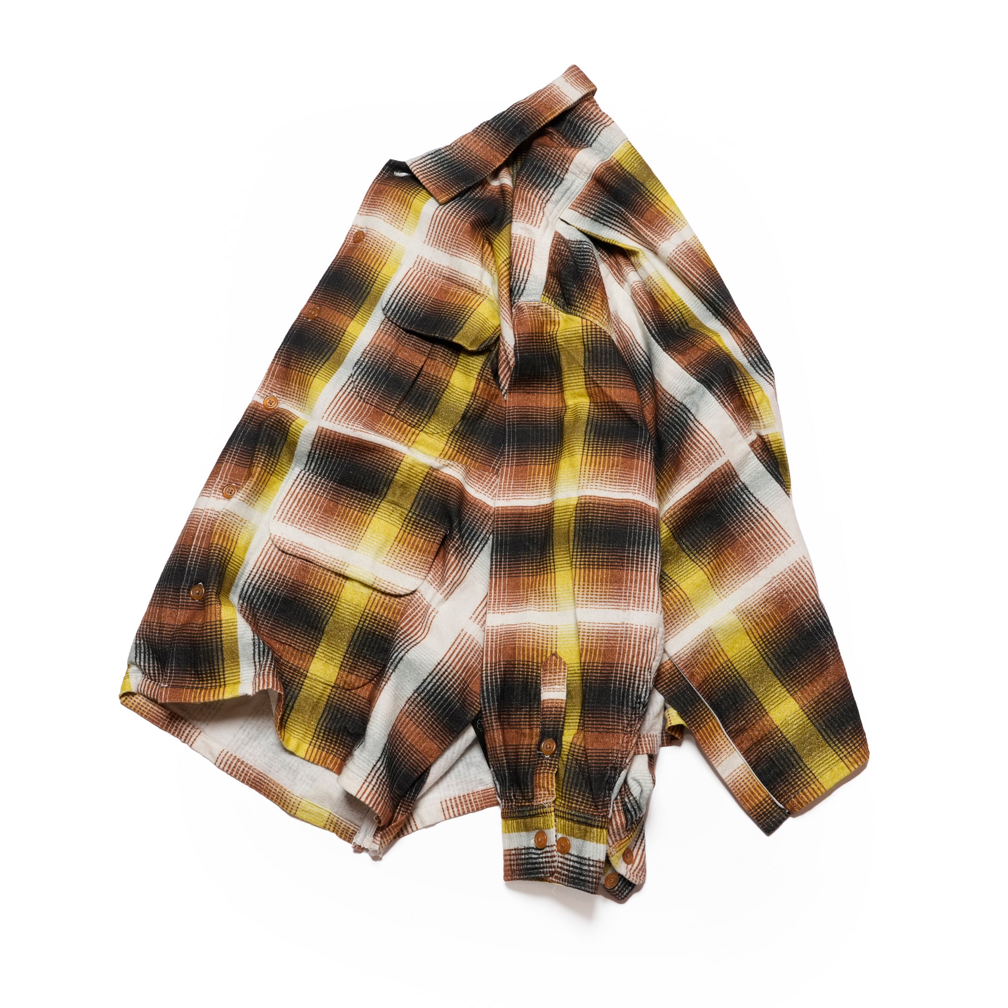 J.FOX | Printed flannel shirt| Color_Brown-Yellow | No_CZ-ImSt-355_Brown-Yellow【IMPRESTORE_インプレストア】