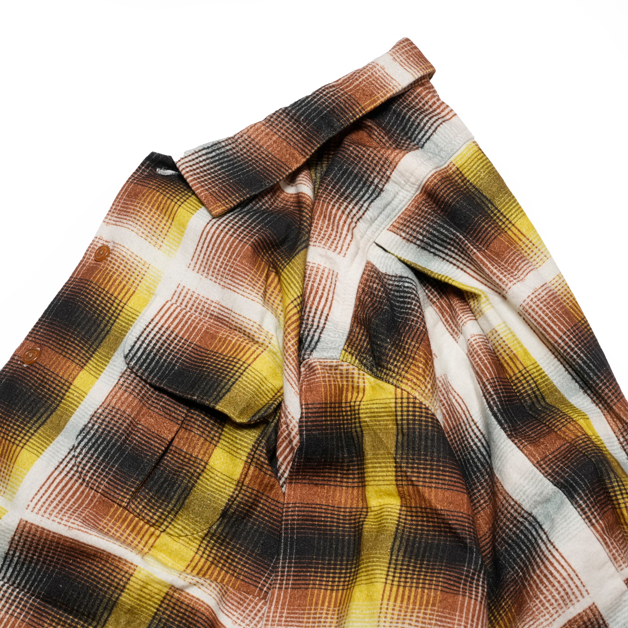 J.FOX | Printed flannel shirt| Color_Brown-Yellow | No_CZ-ImSt-355_Brown-Yellow【IMPRESTORE_インプレストア】