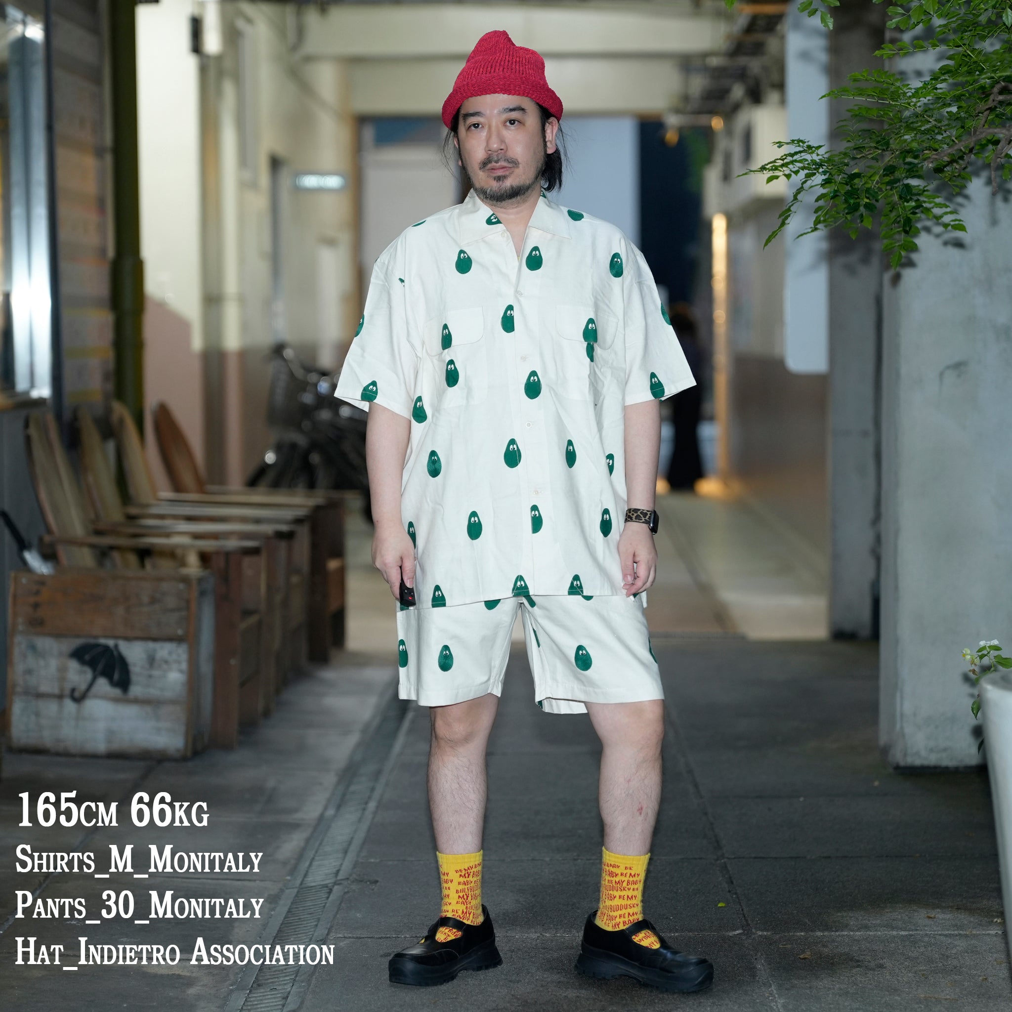 Moniker-6_Avocado | Khadi Hand Spun Yarn Handwoven Undyed Fatigue Short | Color:Avocado【MONITALY_モニタリー】【KARDO_カルド】