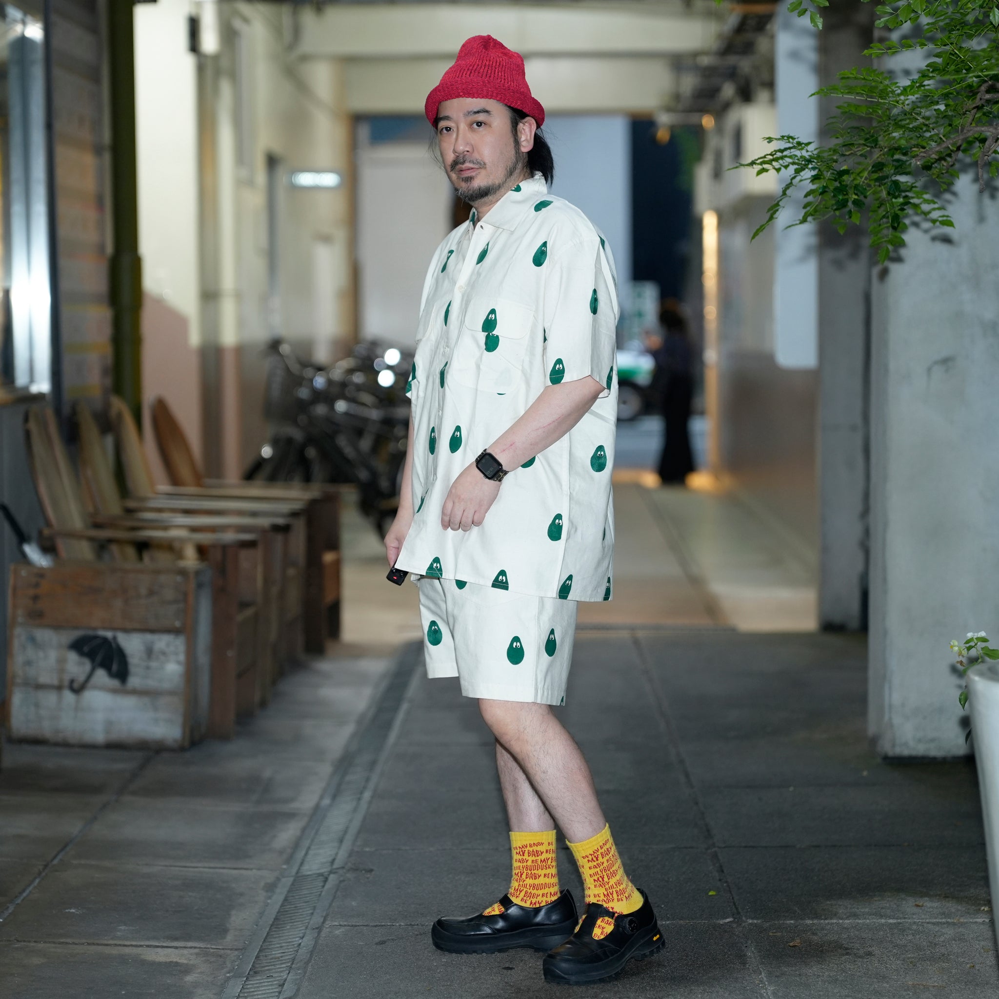 Moniker-6_Avocado | Khadi Hand Spun Yarn Handwoven Undyed Fatigue Short | Color:Avocado【MONITALY_モニタリー】【KARDO_カルド】