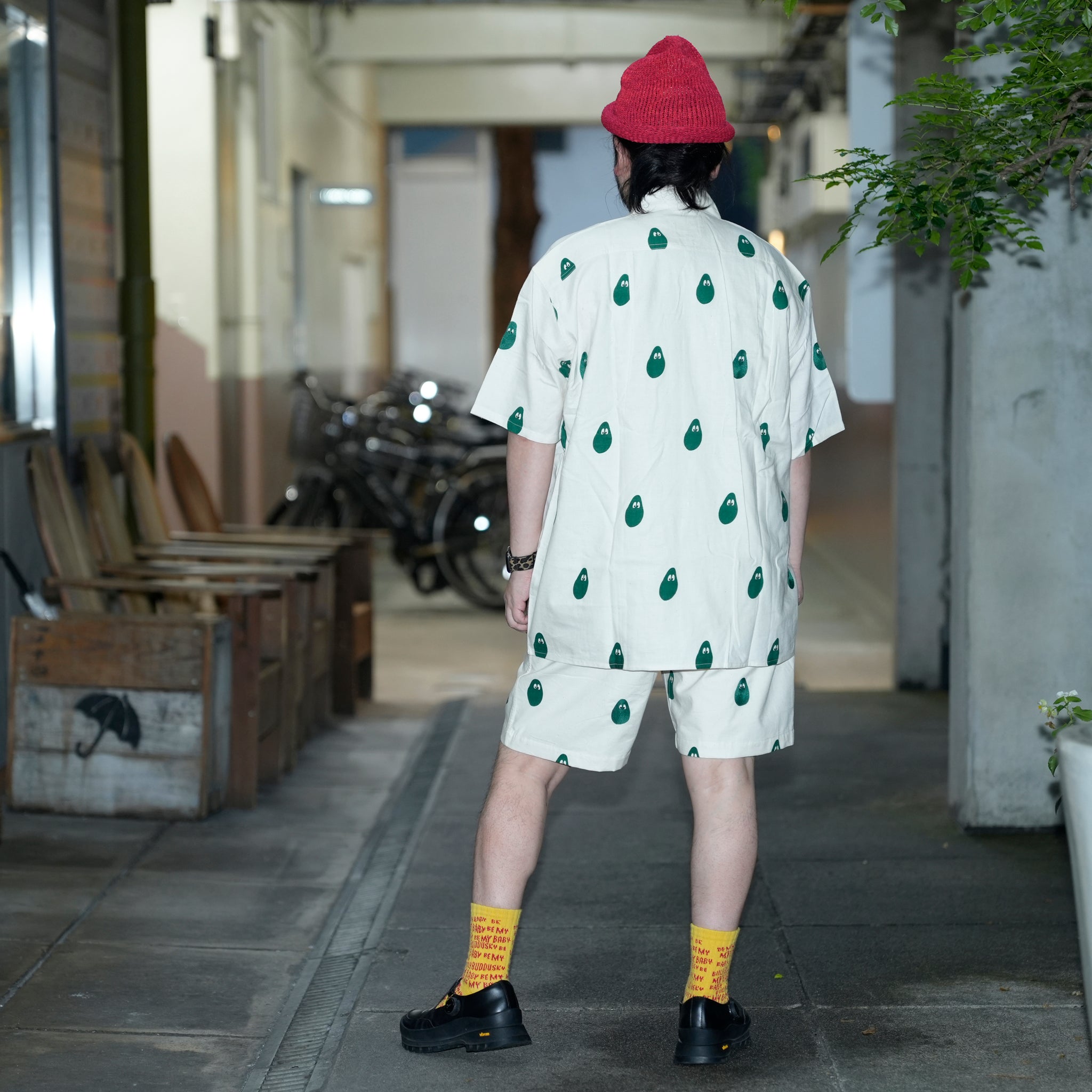 Moniker-6_Avocado | Khadi Hand Spun Yarn Handwoven Undyed Fatigue Short | Color:Avocado【MONITALY_モニタリー】【KARDO_カルド】