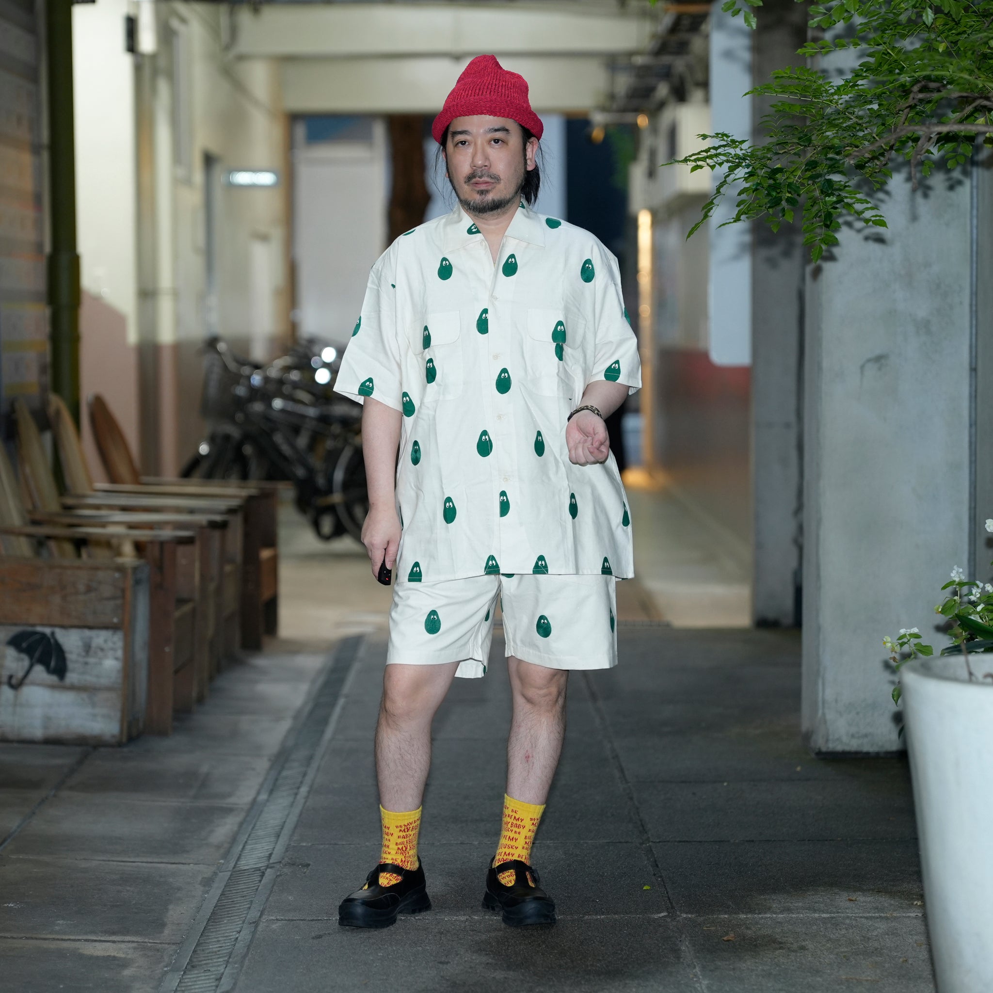Moniker-6_Avocado | Khadi Hand Spun Yarn Handwoven Undyed Fatigue Short | Color:Avocado【MONITALY_モニタリー】【KARDO_カルド】