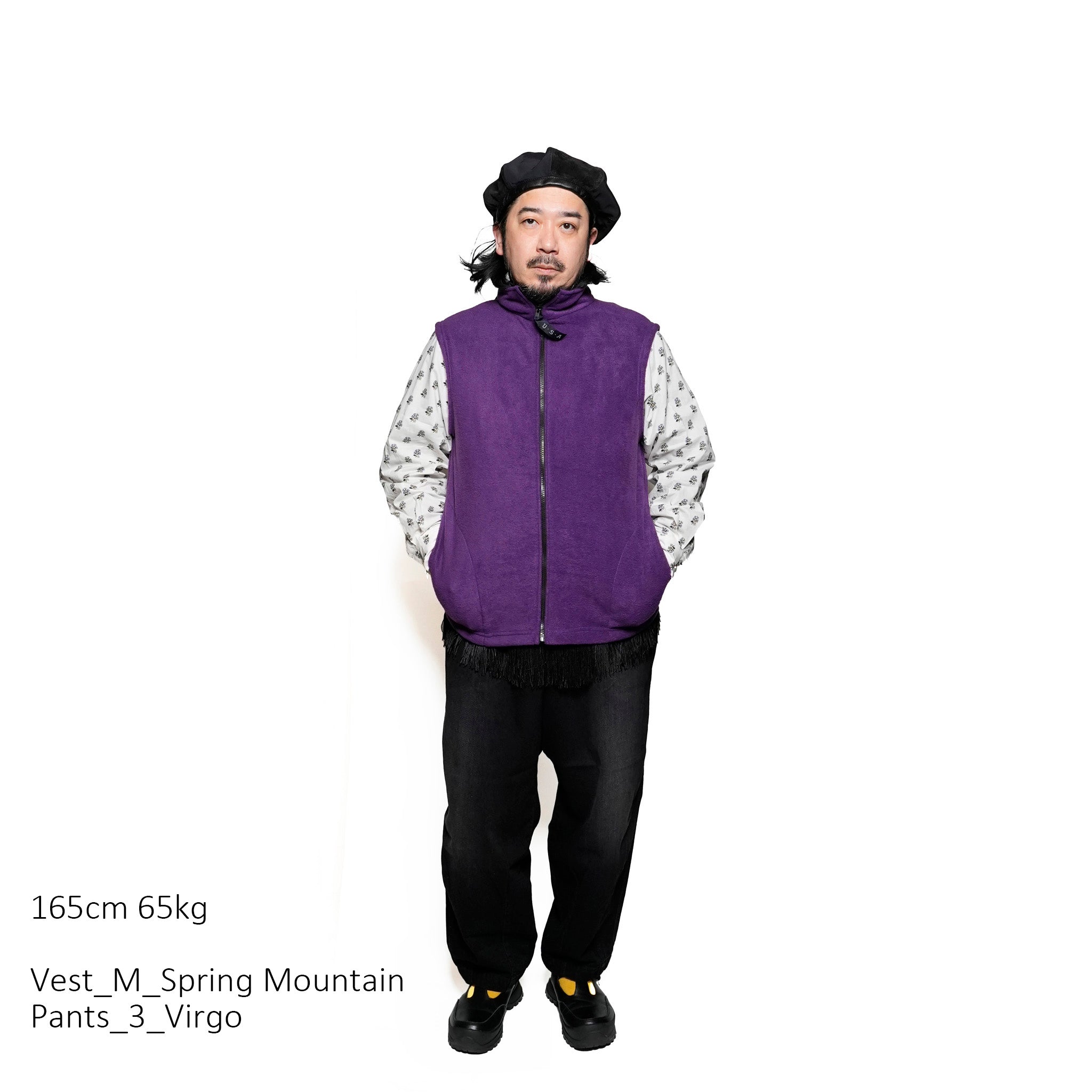 F01A | Fleece Zip Vest | Color:Leopard/Pruple【SPRING MOUNTAIN_スプリングマウンテン】
