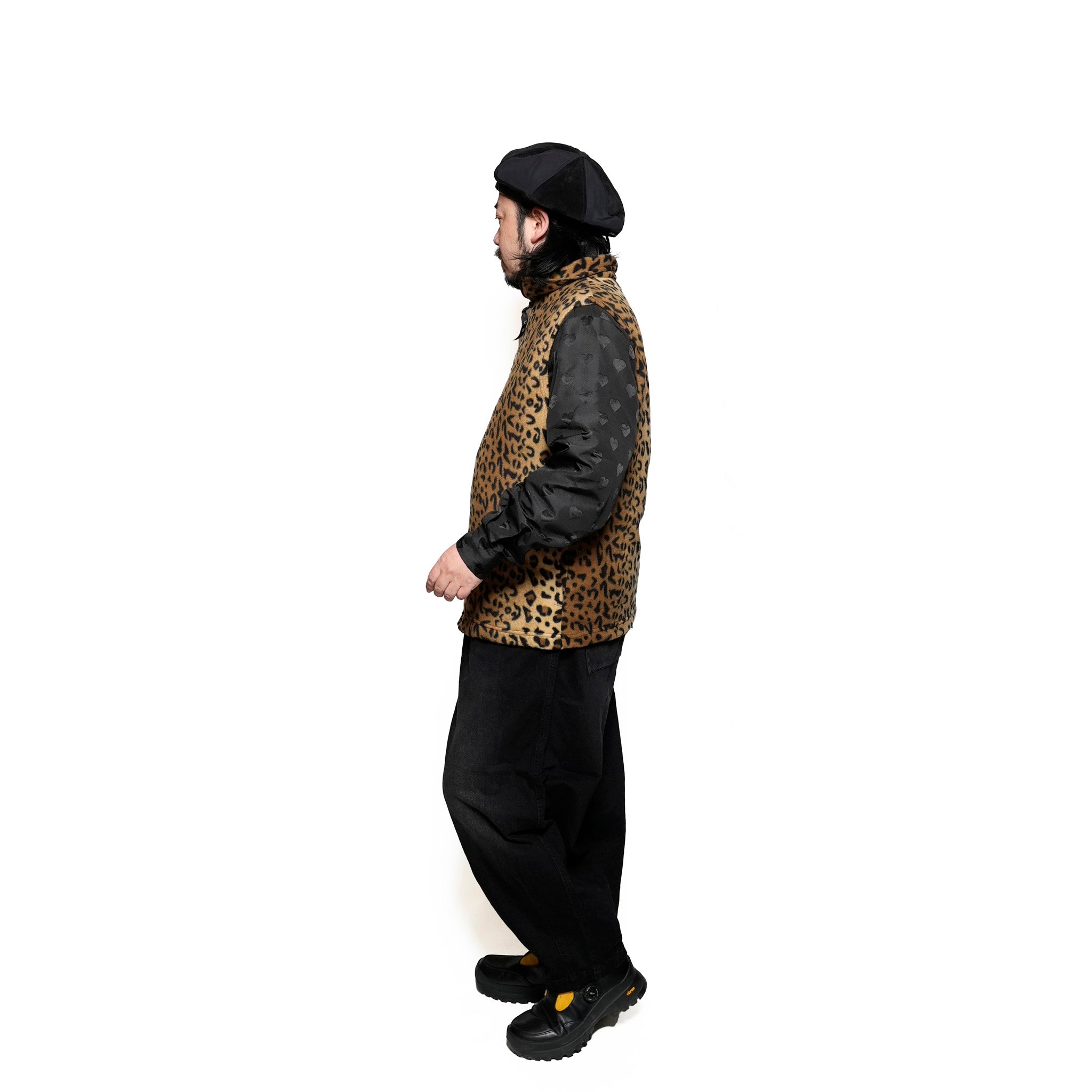 F01A | Fleece Zip Vest | Color:Leopard/Pruple【SPRING MOUNTAIN_スプリングマウンテン】