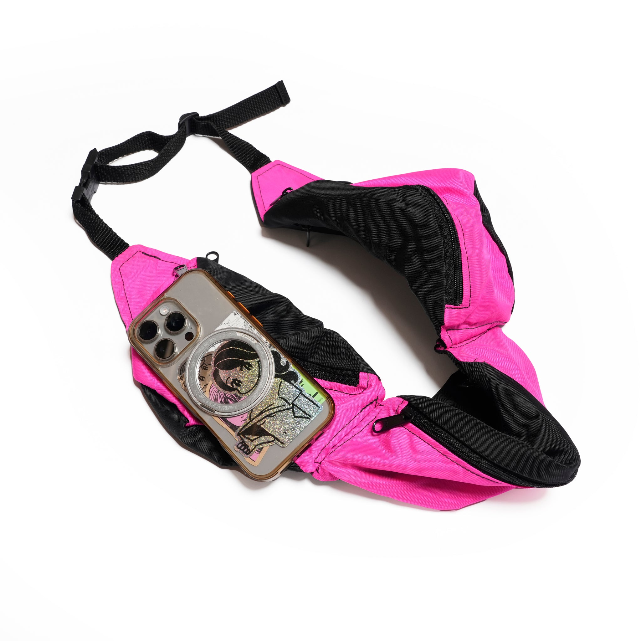 _3 Connection_All Pink | =RE-MAKE HIP BAG= | Color:3 Pink【DEAD STOCK BAG】