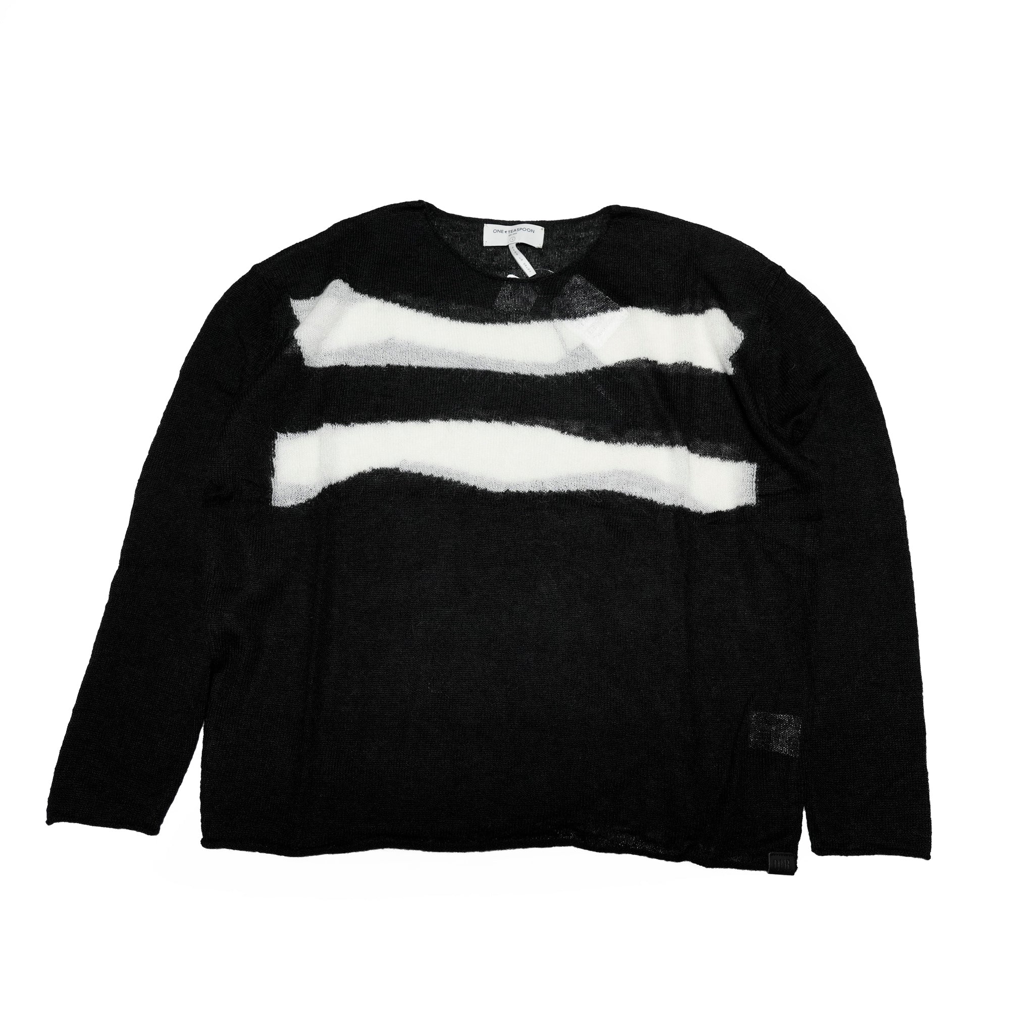 26344B_BLACK WHITE | VIVIANNE WIDE NECK STRIPE MOHAIR SWEATER | Color:Black White【ONE TEASPOON_ワンティースプーン】