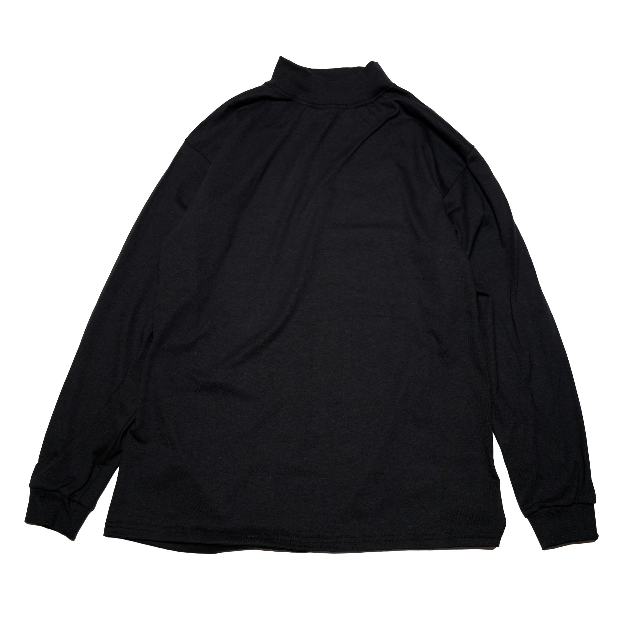 cal01b | 7o z Cotton Mock LS Tee | Color:Black【Cal Cru】