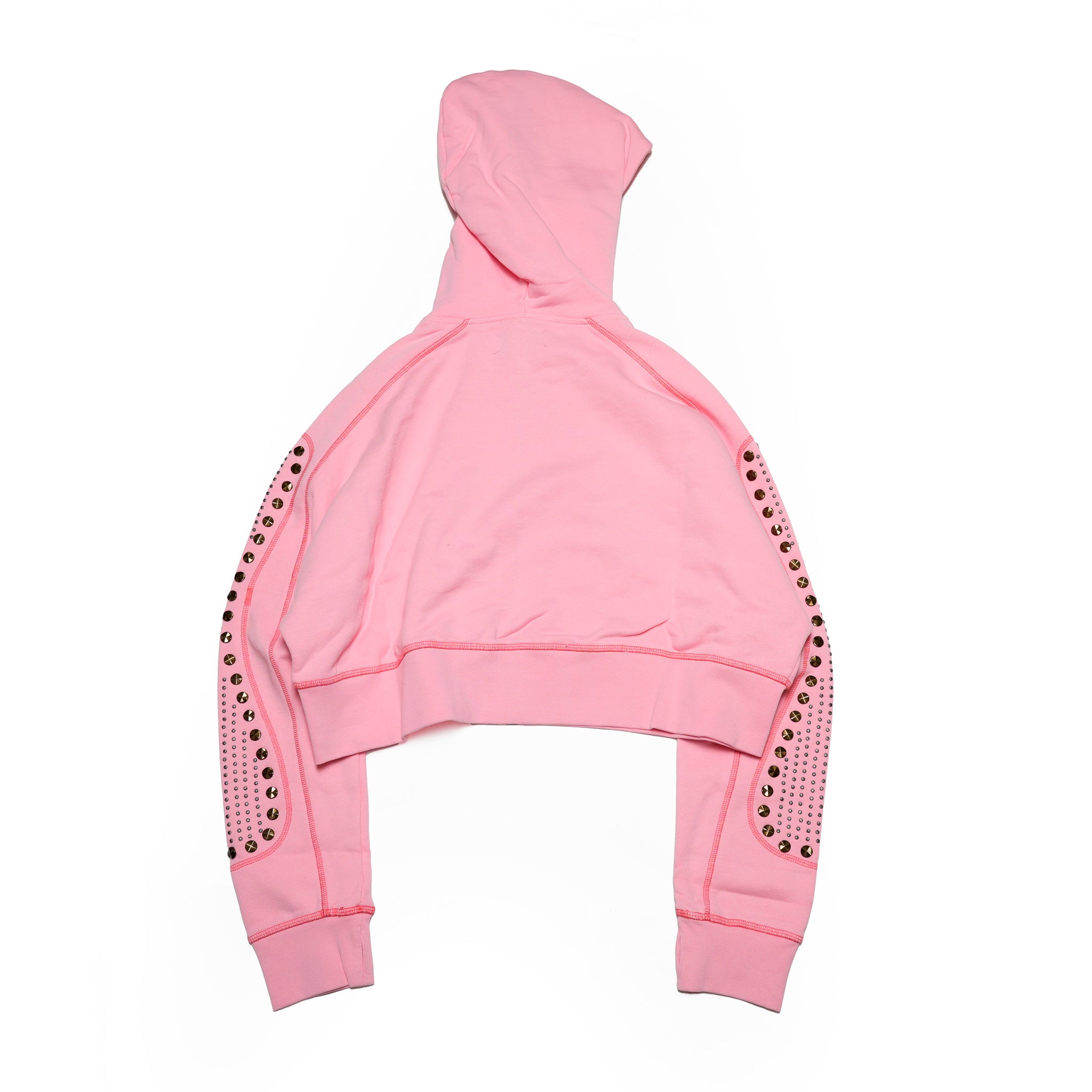 26776_CANDY CORAL | CANDY CORAL STUDDED CROPPED HOODY | Color:Candy Coral【ONE TEASPOON_ワンティースプーン】【archive】