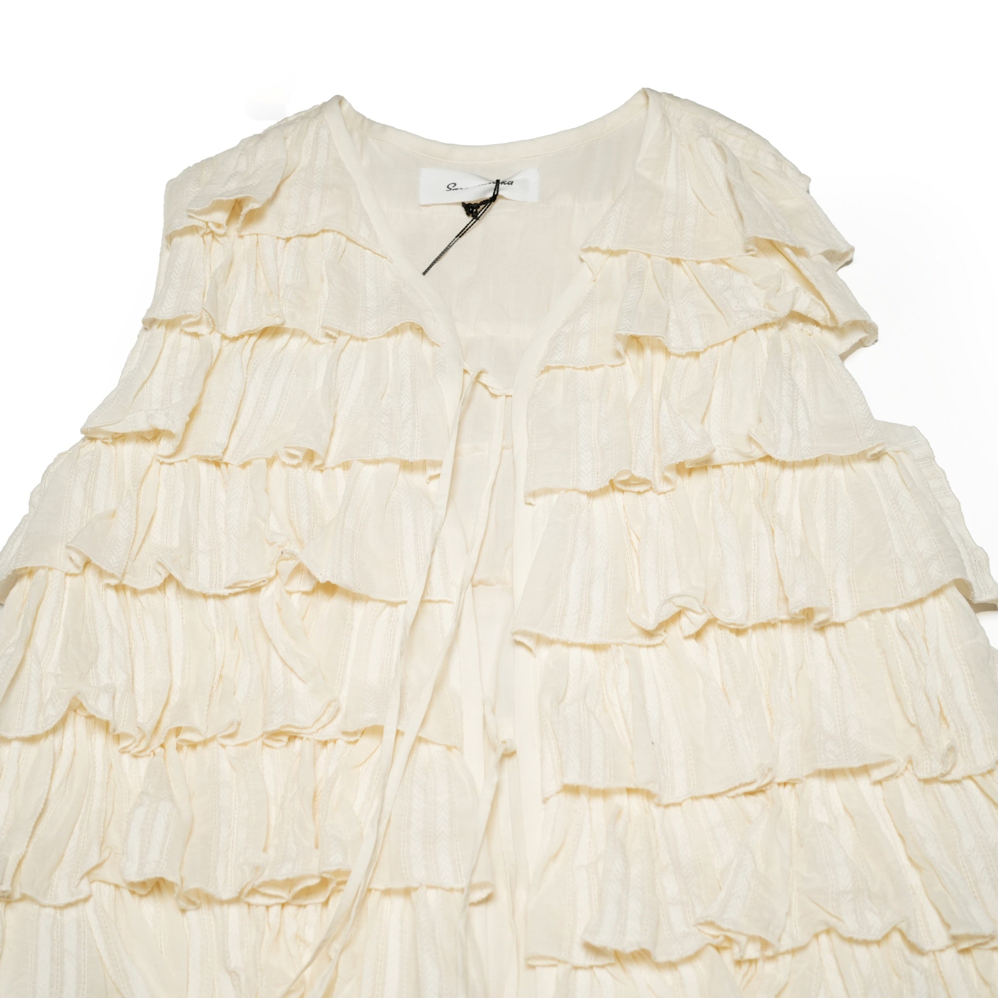 C.JQD FRILL LAYERED GOWN – Ecru | SARAMALLIKA
