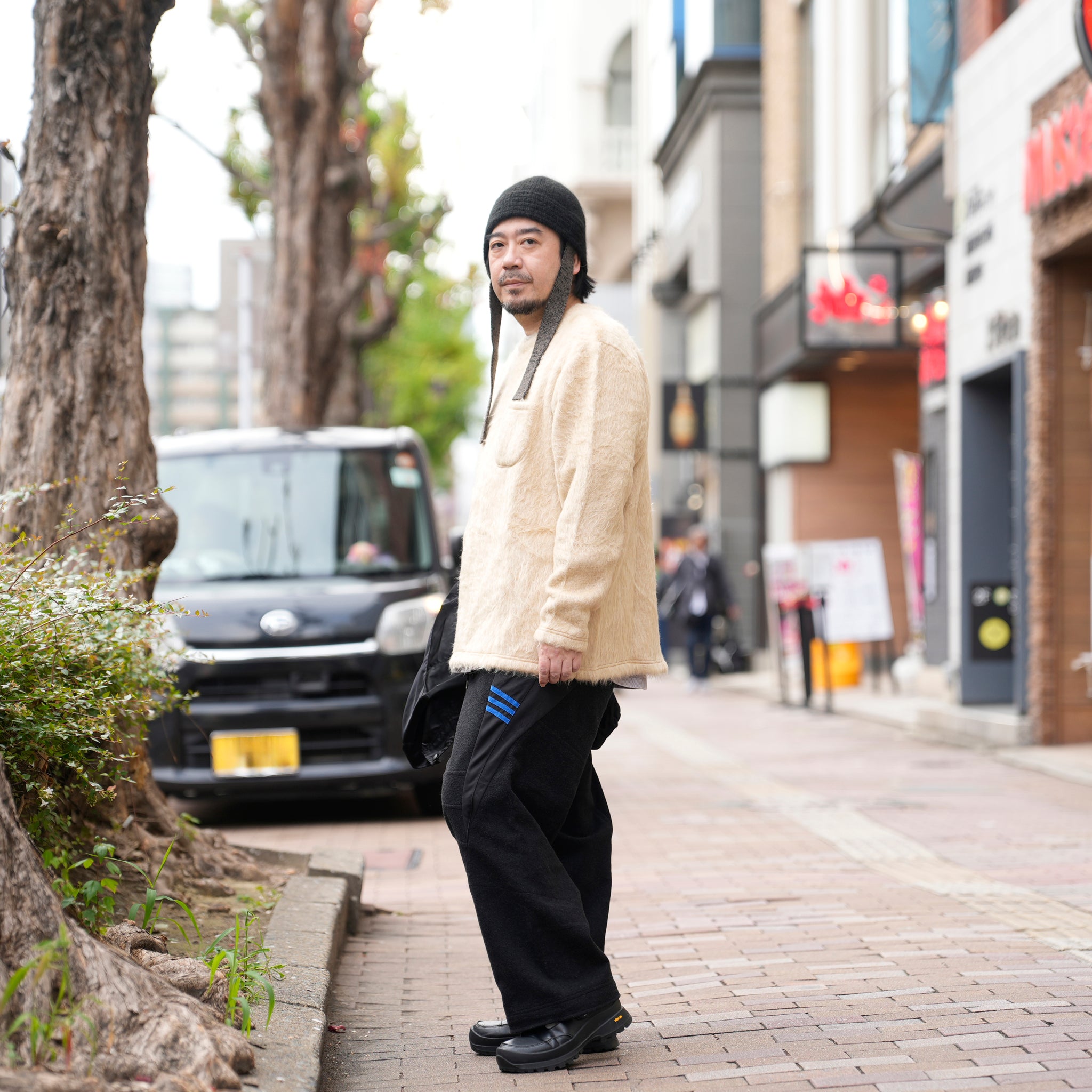 M32844-1_Ochre | Shaggy Long Sleeve Tee Made In Japan By MinamiShoten | Color:Ochre【MONITALY_モニタリー】