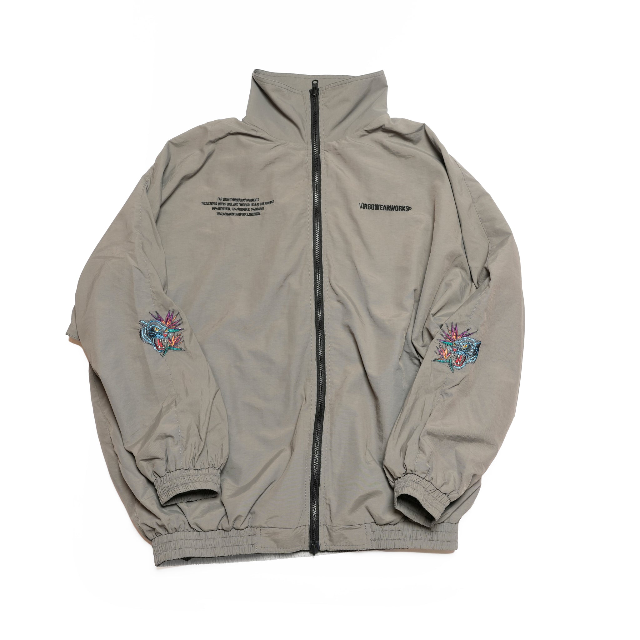 「和×洋の植物モチーフ総刺繍 ベトジャン風デザイン ジャケット 正面」