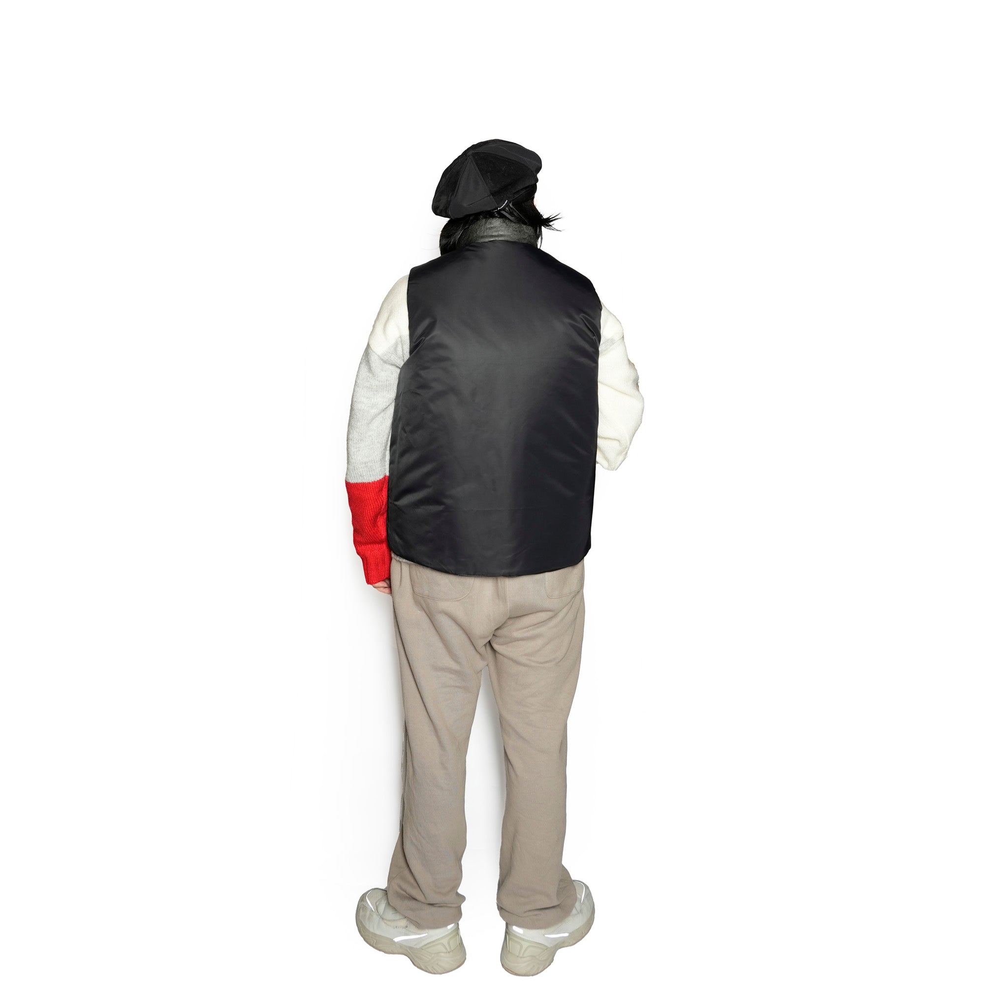 VOO-SPG-15_BLACKWATCH | EXELEZA REV VEST SP | Color:BLACK LEATHER(ダメージ加工)【VOO_ヴォー】