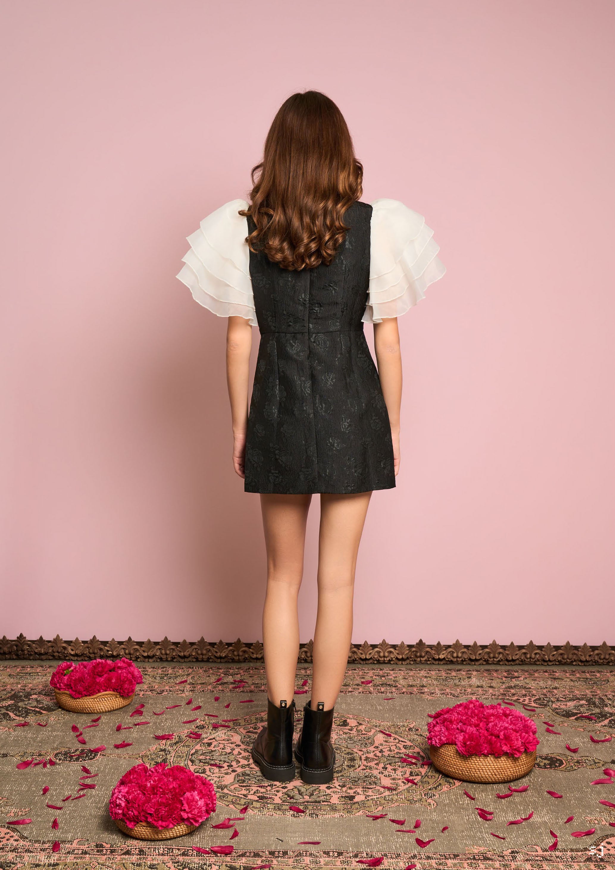 No:28SJ02DR1905BLK | Name:Dahlia Jacquard Mini Dress | Color:Black【SISTER JANE_シスタージェーン】【archive】