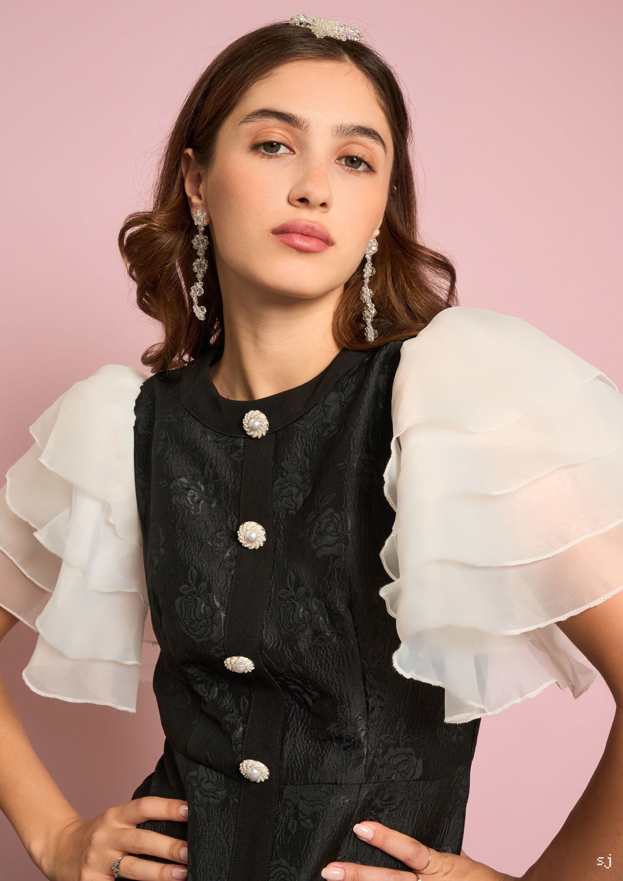 No:28SJ02DR1905BLK | Name:Dahlia Jacquard Mini Dress | Color:Black【SISTER JANE_シスタージェーン】【archive】