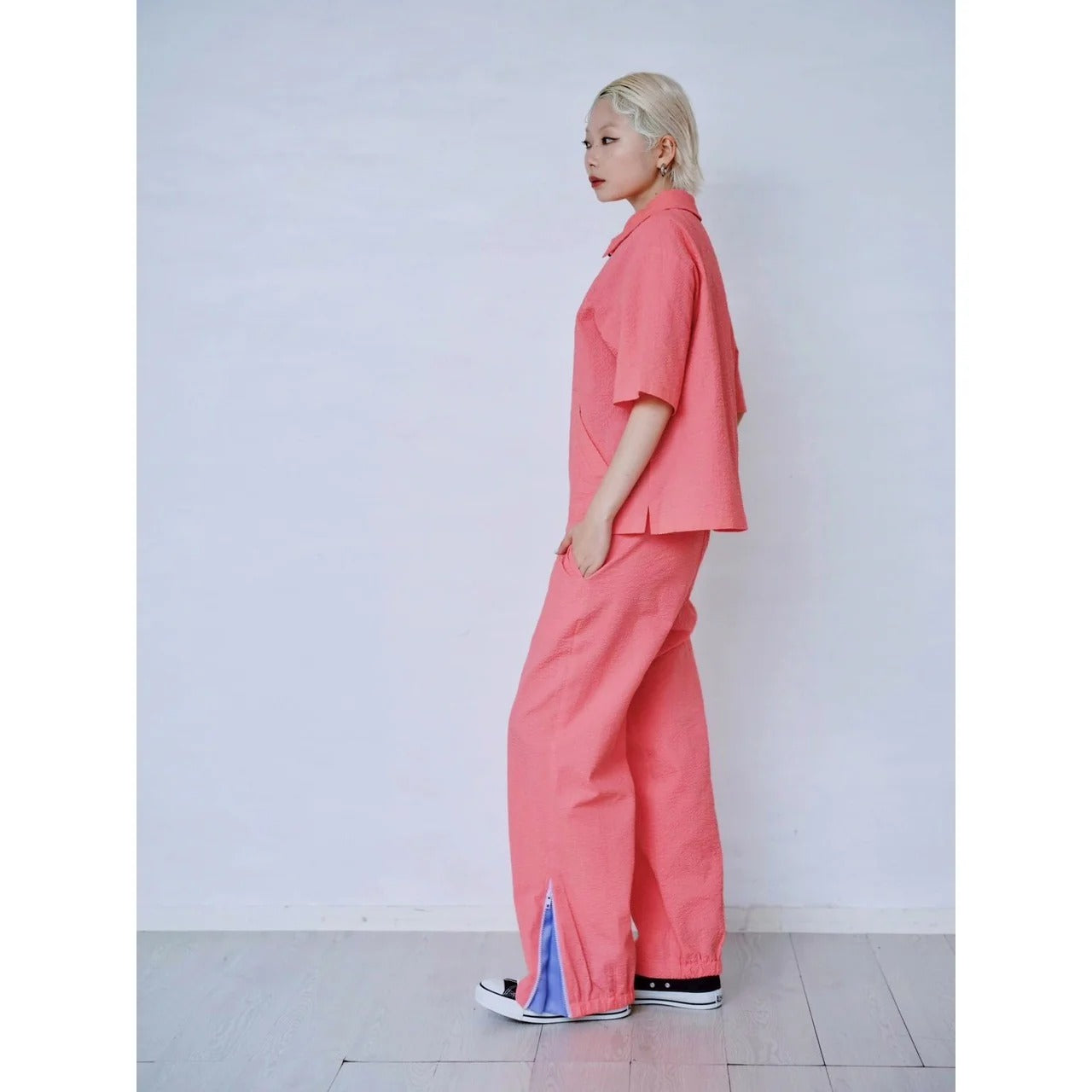 ZIP HEM SEERSUCKER PANTS – Pink | HCAE