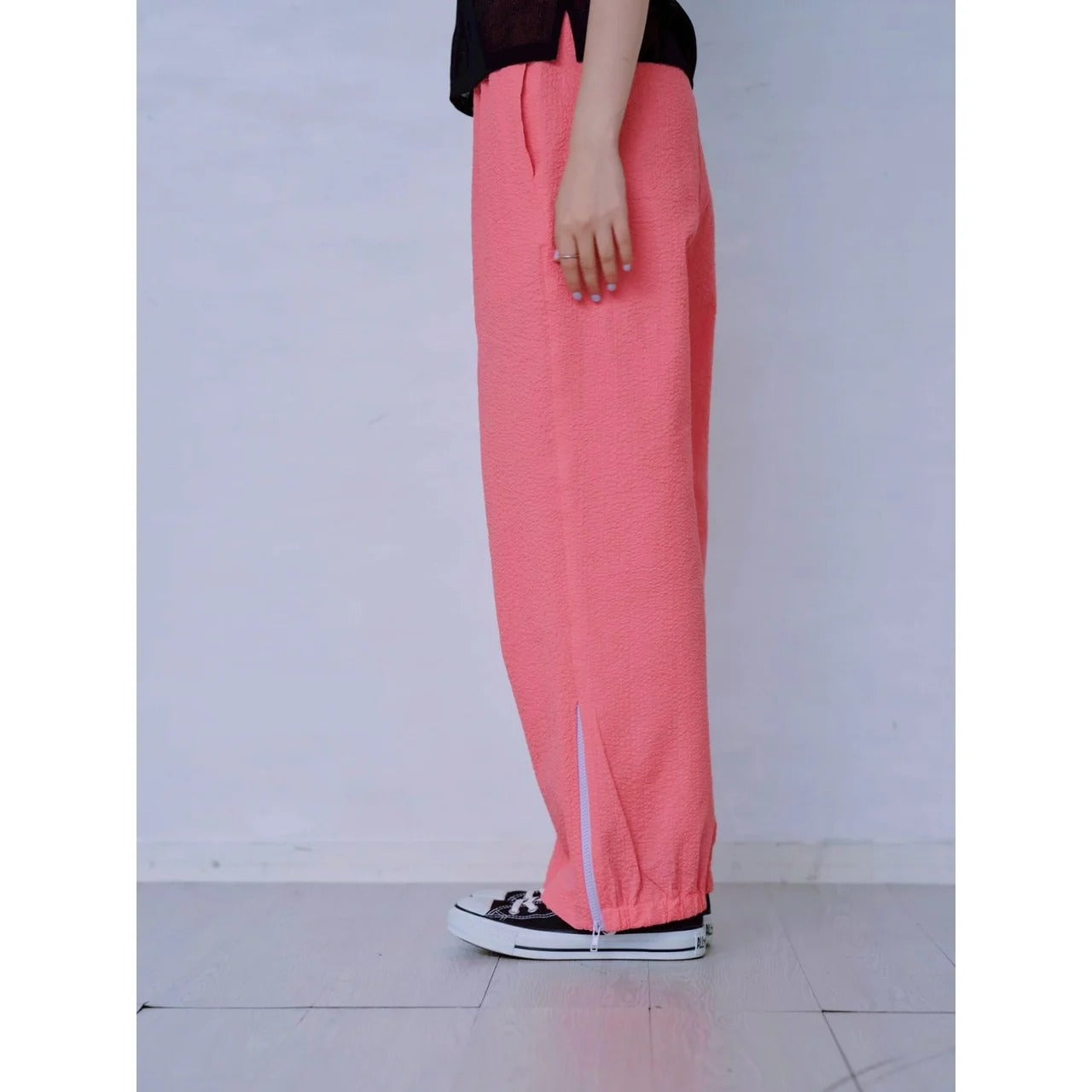 ZIP HEM SEERSUCKER PANTS – Pink | HCAE