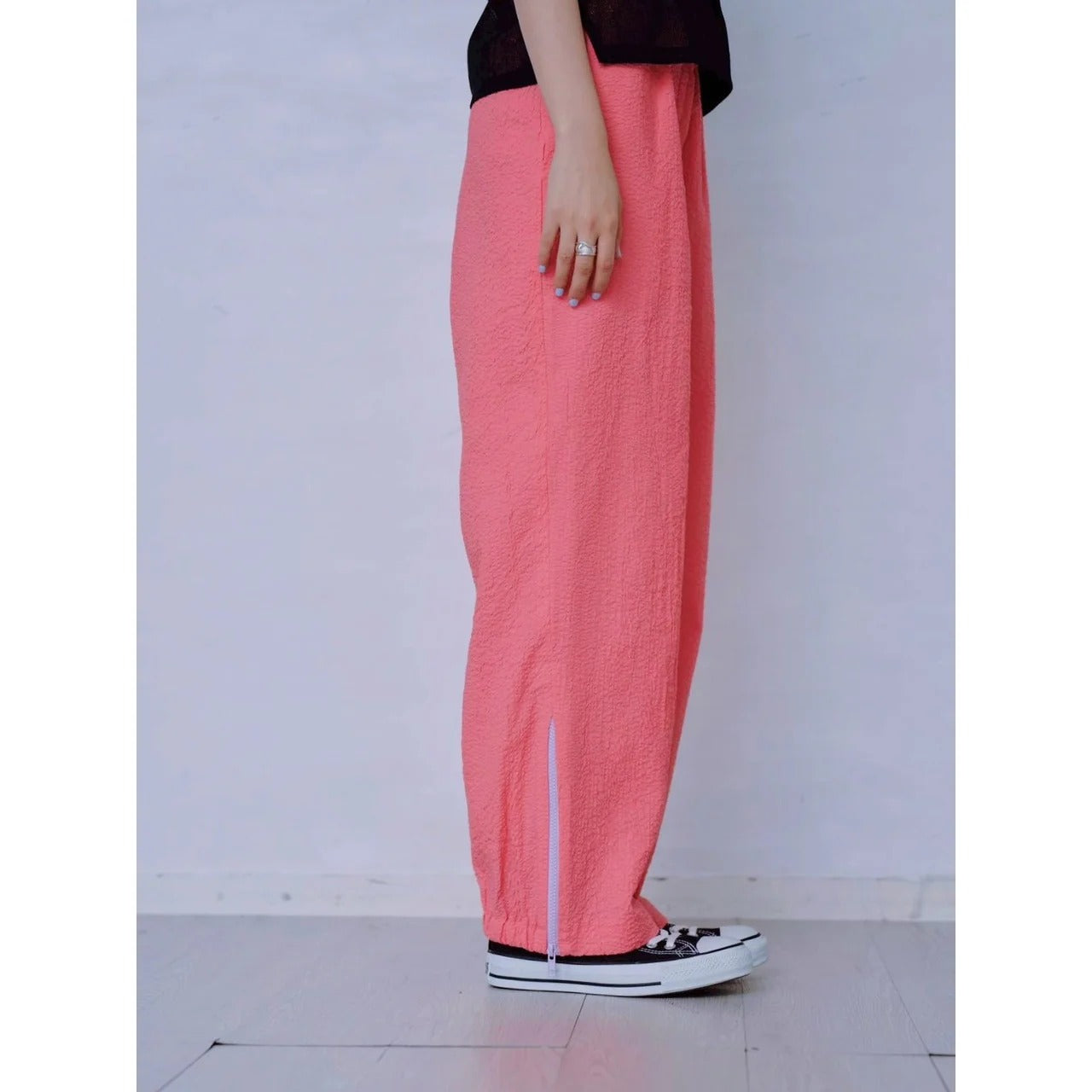 ZIP HEM SEERSUCKER PANTS – Pink | HCAE