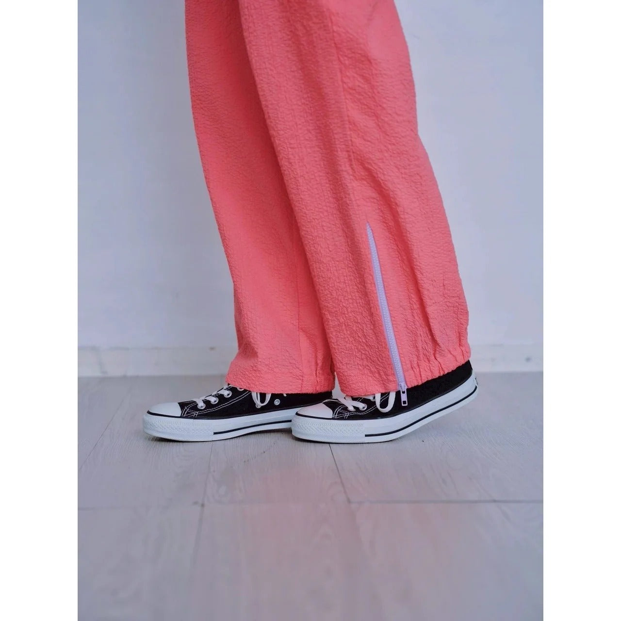 ZIP HEM SEERSUCKER PANTS – Pink | HCAE