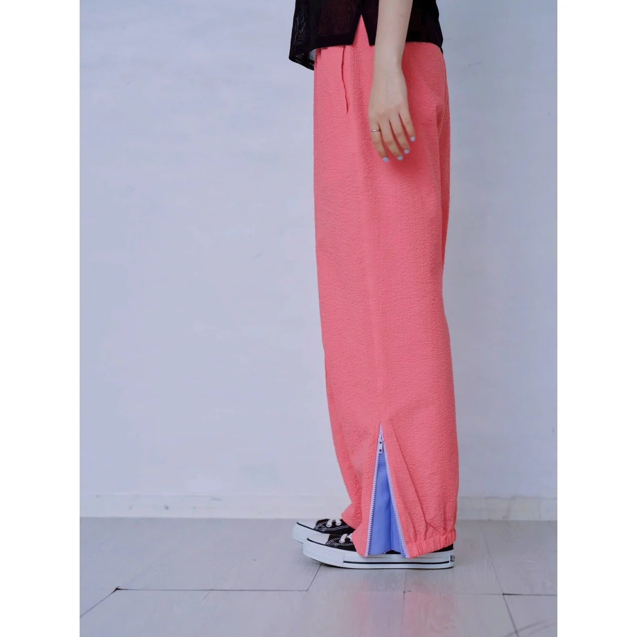 ZIP HEM SEERSUCKER PANTS – Pink | HCAE
