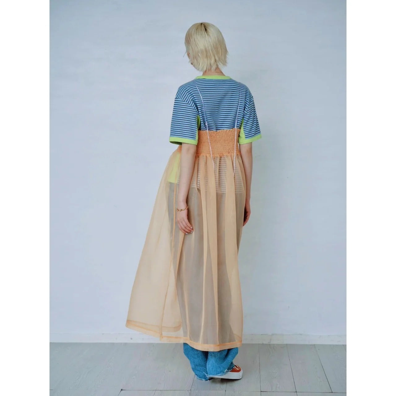 ORGANDY SHEER LAYERED DRESS – Orange | HCAE