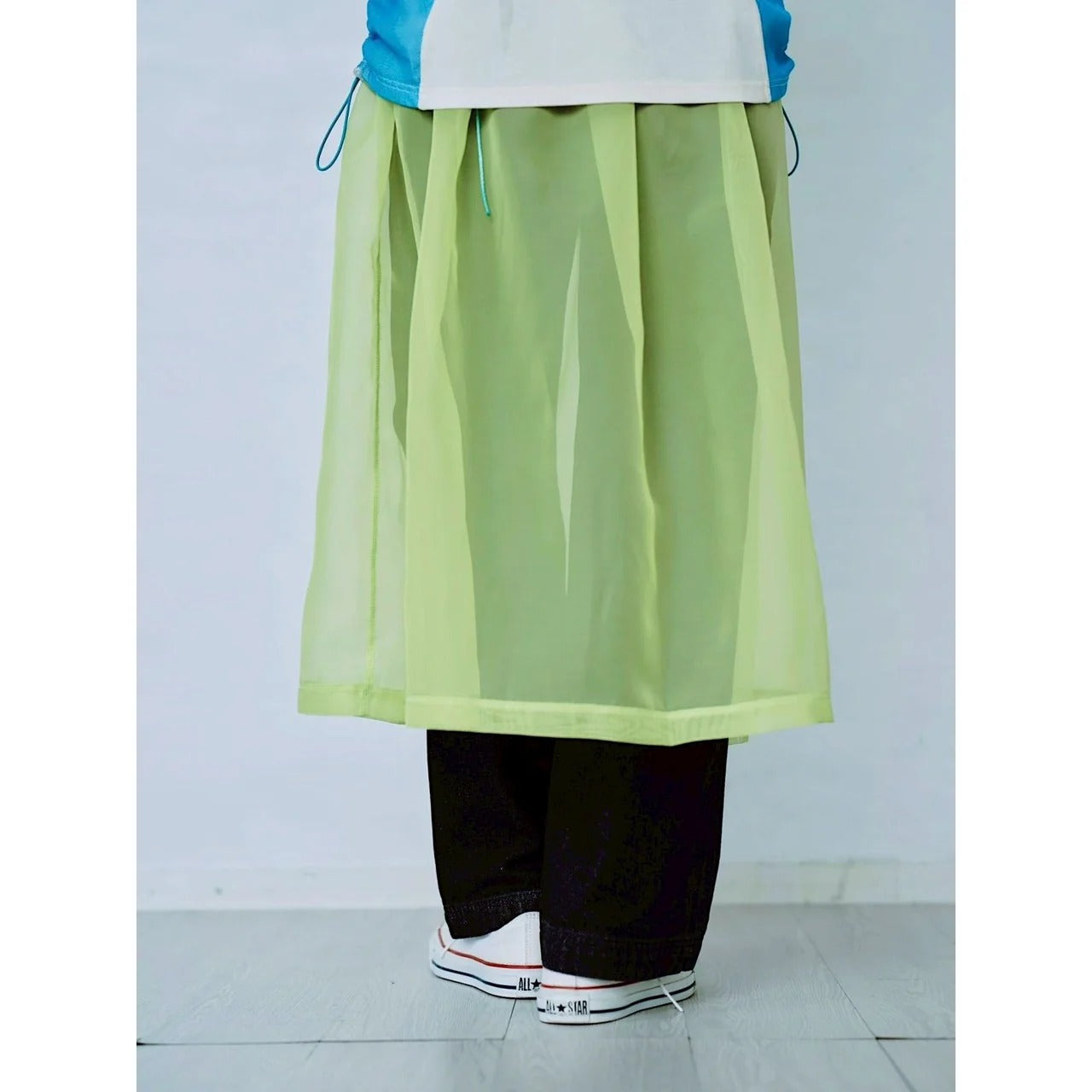 ORGANDY SHEER LAYERED DRESS – Green | HCAE