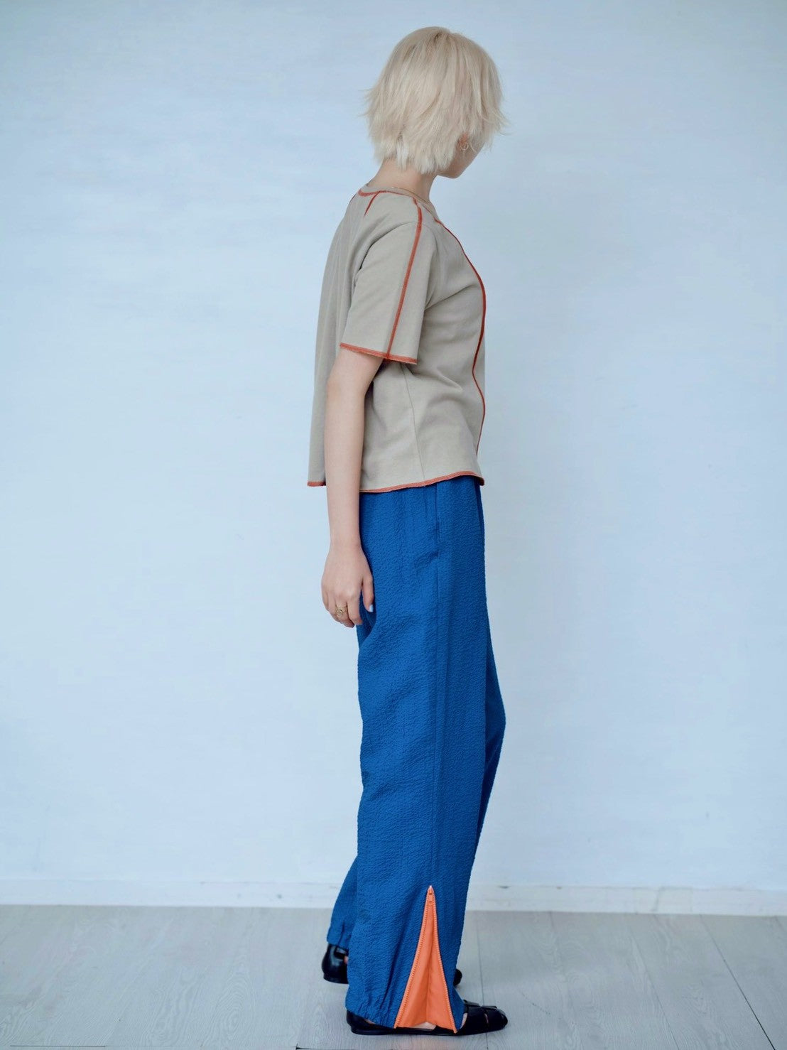 CONTRAST STITCH T-SHIRT – Yellow / Khaki / Blue | HCAE