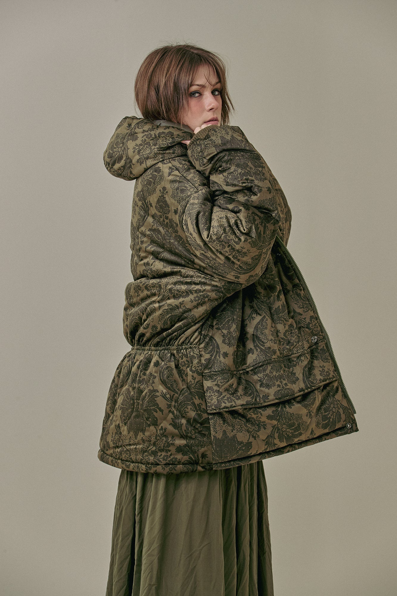 G64103_VT.KH | PADDING HOODIE JUMPER-VT.KH | Color:Khaki【GORT_ゴート】