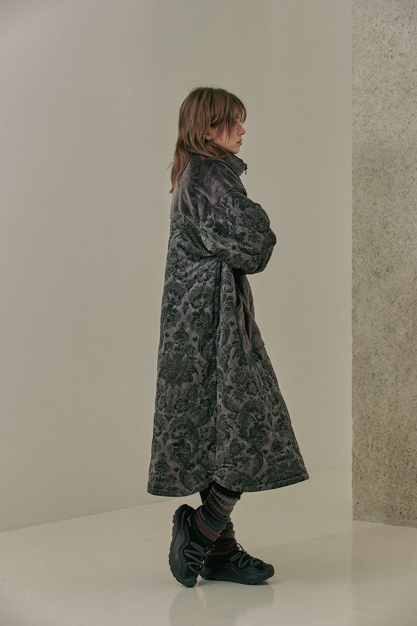 G64201_VT.GR | FLEECE OVERSIZED HALF-ZIP PULLOVER-VT.GR | Color:Gray【GORT_ゴート】【archive】