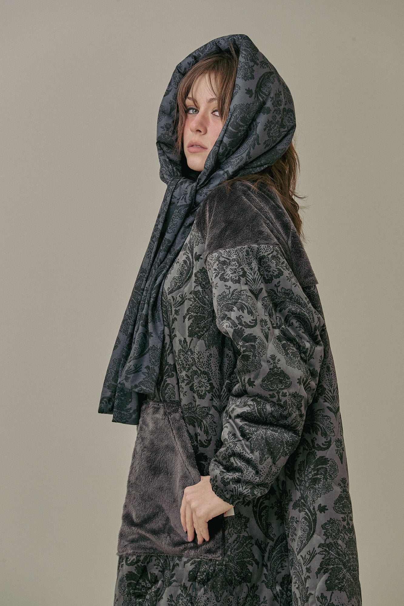 G64201_VT.GR | FLEECE OVERSIZED HALF-ZIP PULLOVER-VT.GR | Color:Gray【GORT_ゴート】【archive】