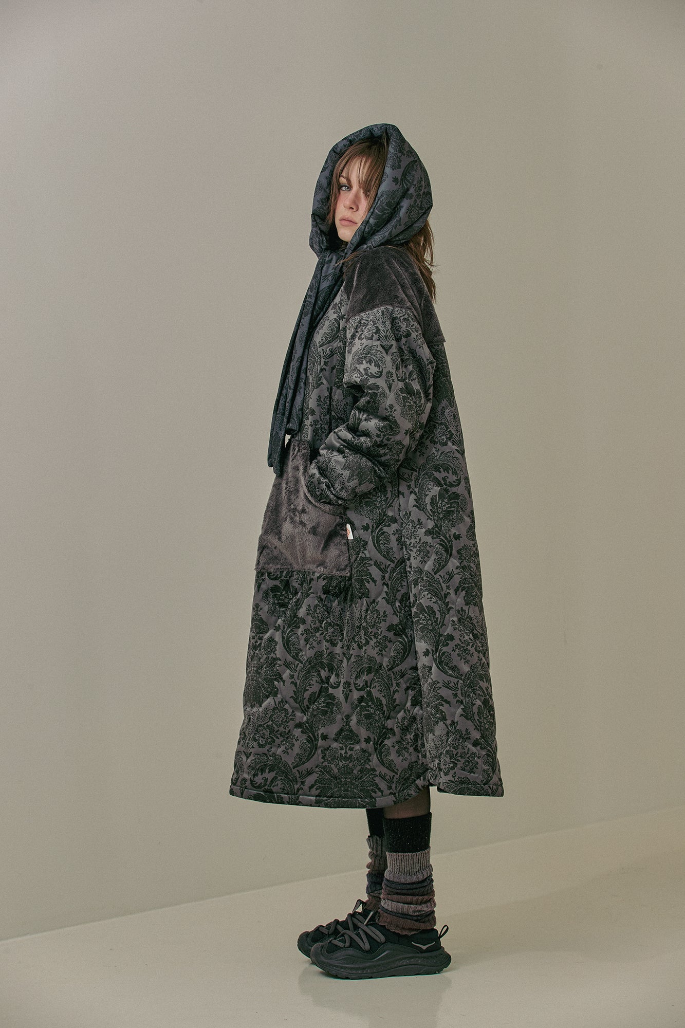 G64201_VT.GR | FLEECE OVERSIZED HALF-ZIP PULLOVER-VT.GR | Color:Gray【GORT_ゴート】【archive】